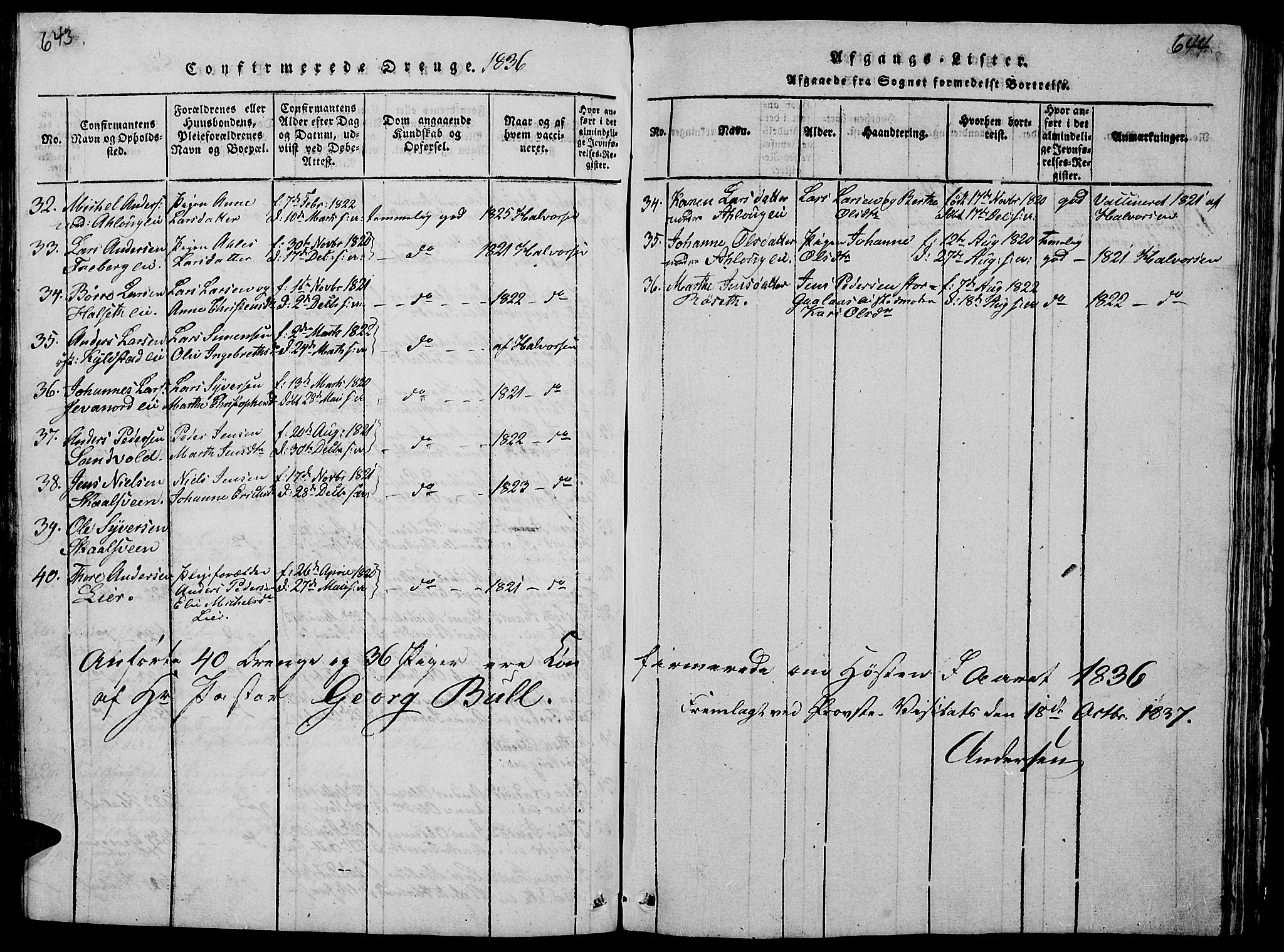 Vang prestekontor, Hedmark, AV/SAH-PREST-008/H/Ha/Hab/L0005: Parish register (copy) no. 5, 1815-1836, p. 643-644