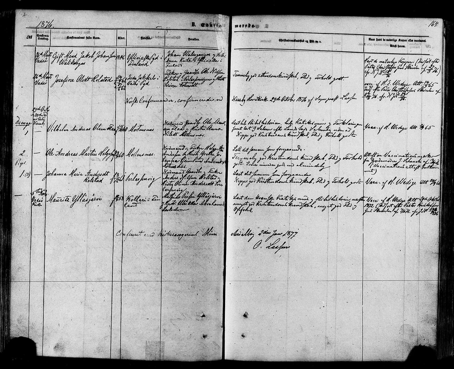 Nesseby sokneprestkontor, SATØ/S-1330/H/Ha/L0003kirke: Parish register (official) no. 3 /1, 1865-1876, p. 164