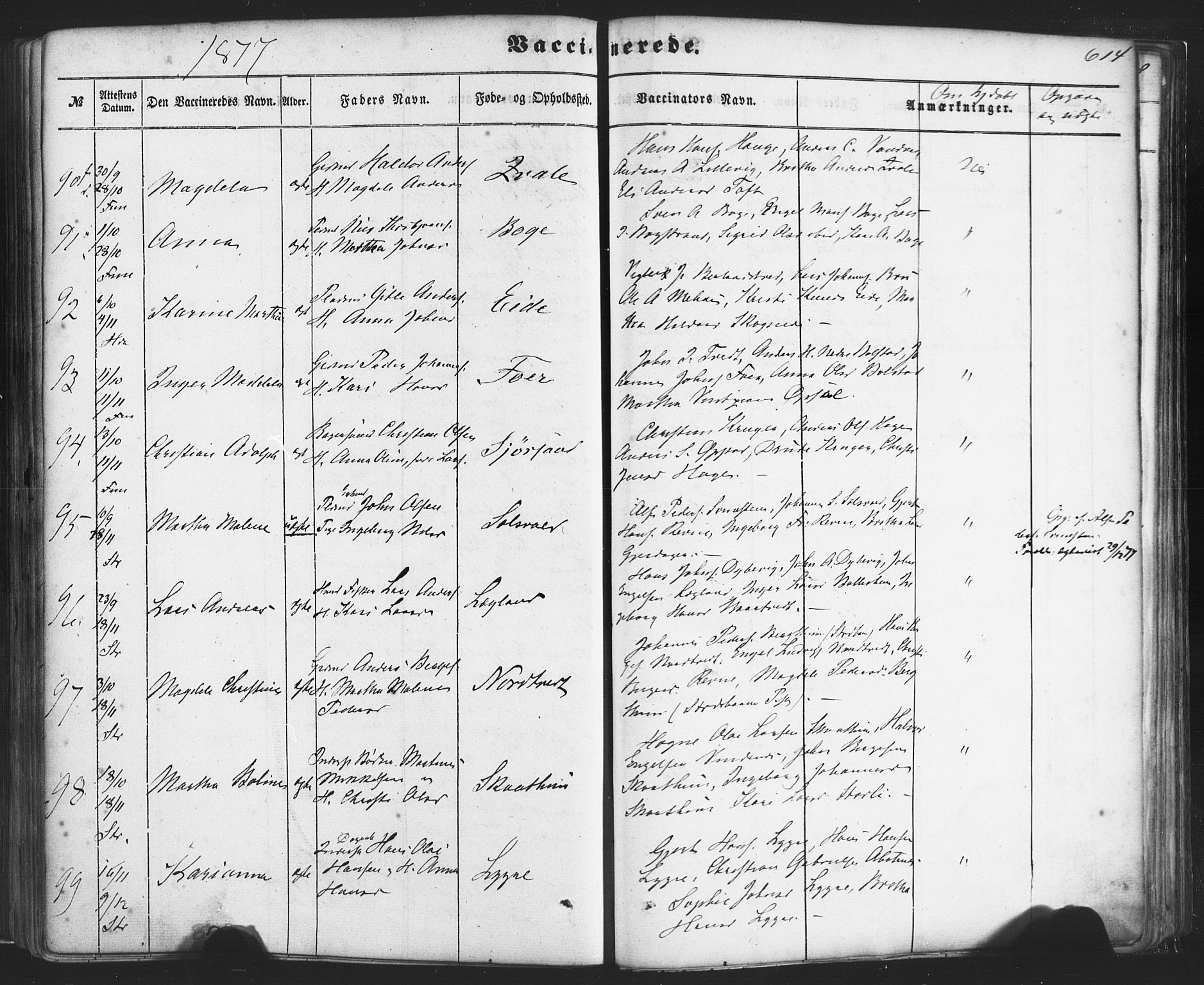 Fusa sokneprestembete, AV/SAB-A-75401/H/Haa: Parish register (official) no. A 1II, 1855-1879, p. 614