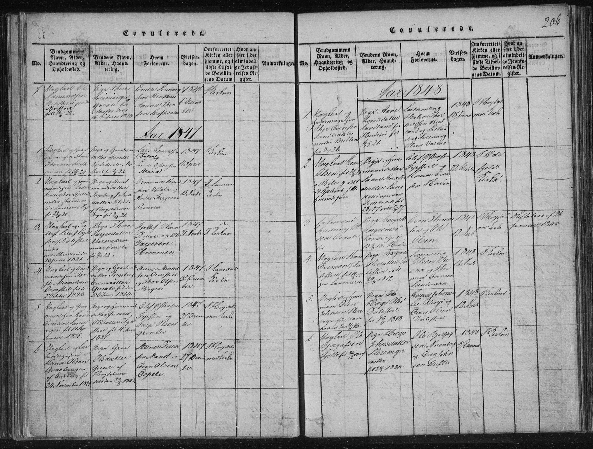 Lårdal kirkebøker, SAKO/A-284/F/Fc/L0001: Parish register (official) no. III 1, 1815-1860, p. 206