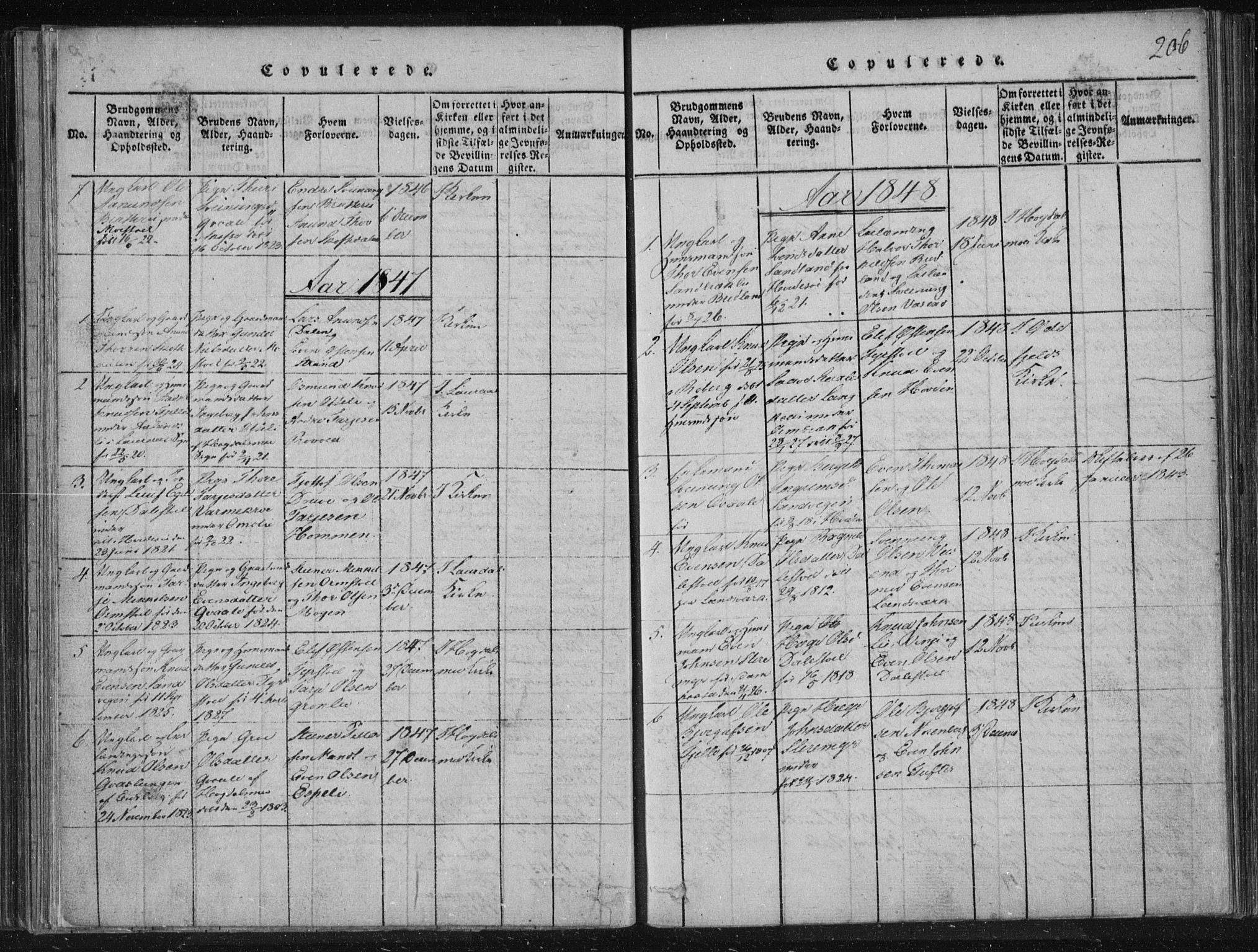 Lårdal kirkebøker, AV/SAKO-A-284/F/Fc/L0001: Parish register (official) no. III 1, 1815-1860, p. 206