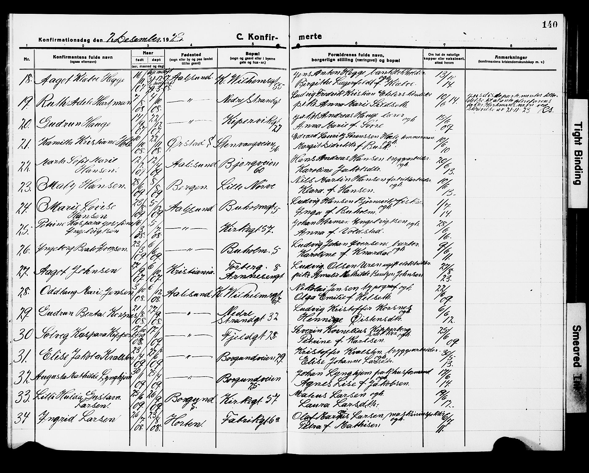 Ministerialprotokoller, klokkerbøker og fødselsregistre - Møre og Romsdal, AV/SAT-A-1454/529/L0472: Parish register (copy) no. 529C09, 1917-1929, p. 140