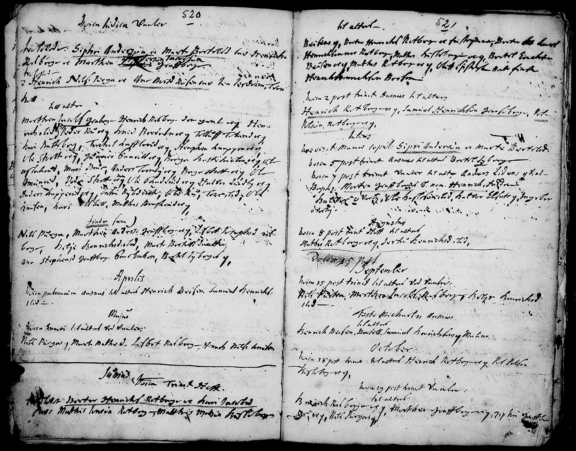 Hof prestekontor, AV/SAH-PREST-038/H/Ha/Haa/L0001: Parish register (official) no. 1, 1701-1720, p. 520-521