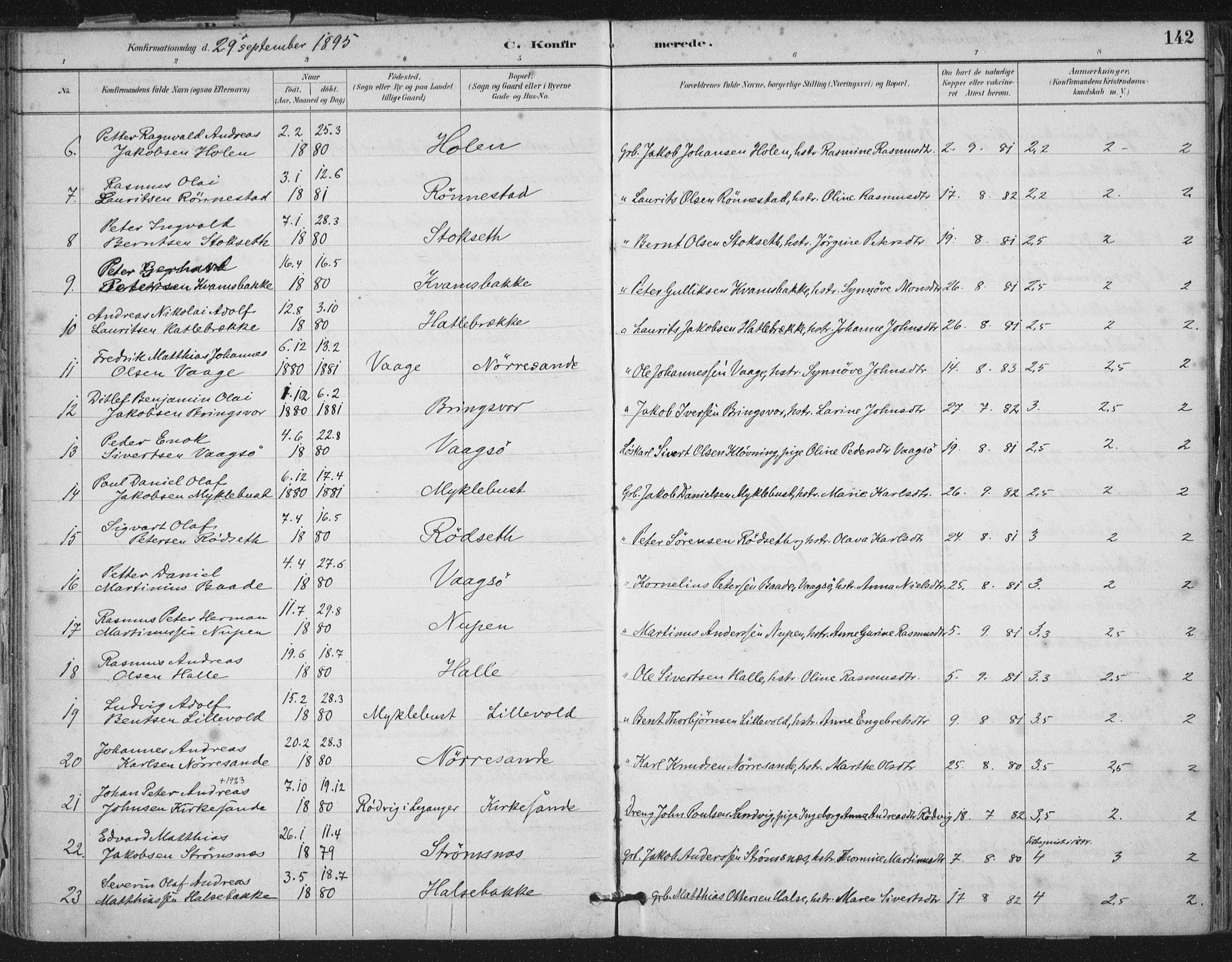 Ministerialprotokoller, klokkerbøker og fødselsregistre - Møre og Romsdal, AV/SAT-A-1454/503/L0037: Parish register (official) no. 503A05, 1884-1900, p. 142