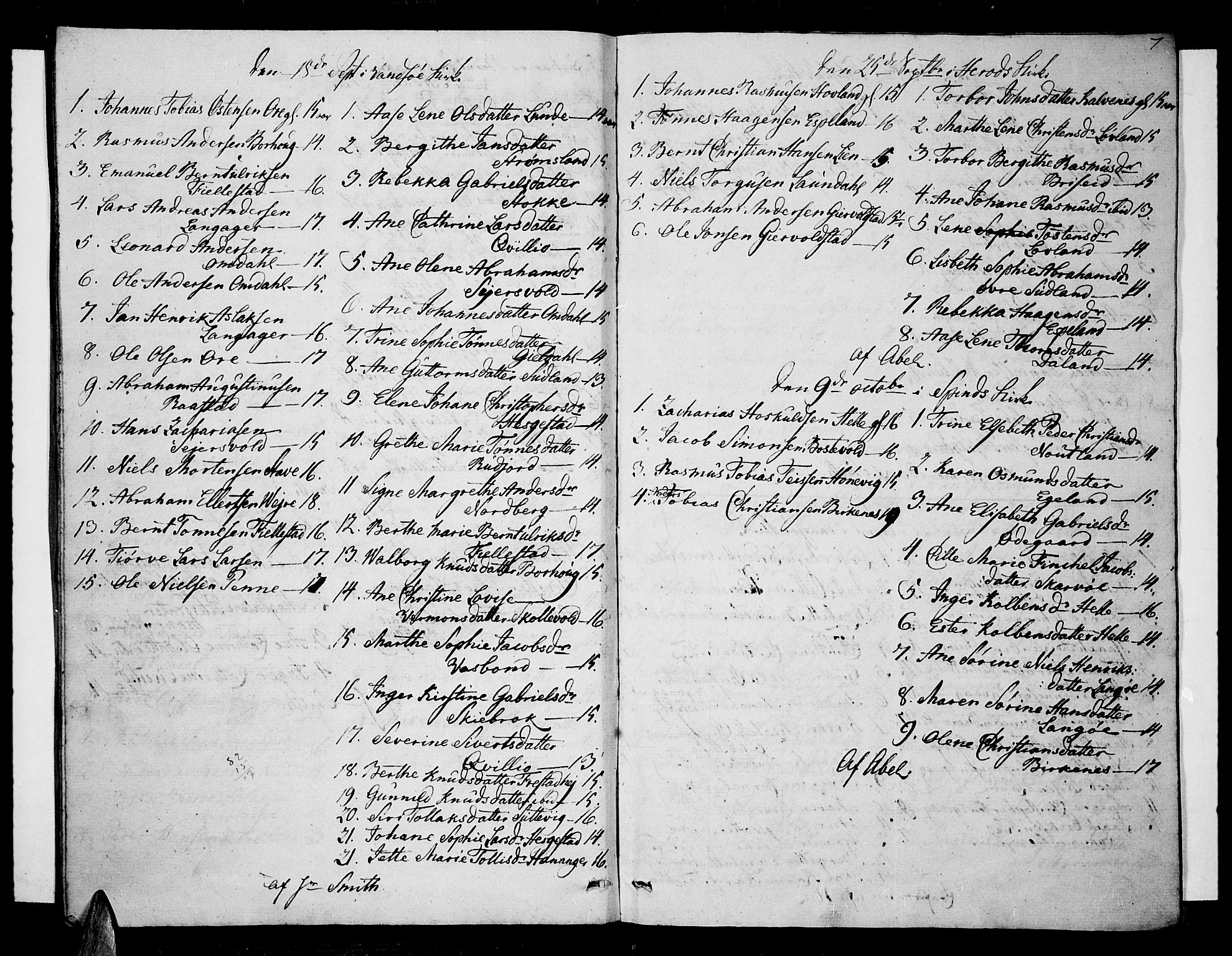 Lista sokneprestkontor, AV/SAK-1111-0027/F/Fa/L0006: Parish register (official) no. A 6, 1800-1815, p. 7