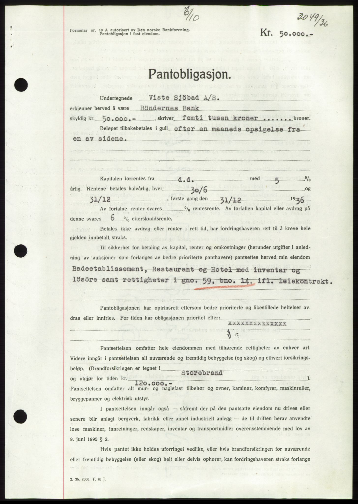 Jæren sorenskriveri, AV/SAST-A-100310/03/G/Gba/L0066: Mortgage book no. 71-72, 1936-1936, Diary no: : 3049/1936