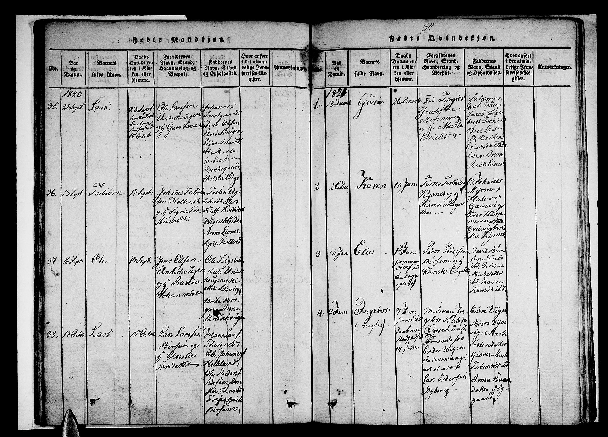 Strandebarm sokneprestembete, AV/SAB-A-78401/H/Haa: Parish register (official) no. A 5, 1816-1826, p. 34