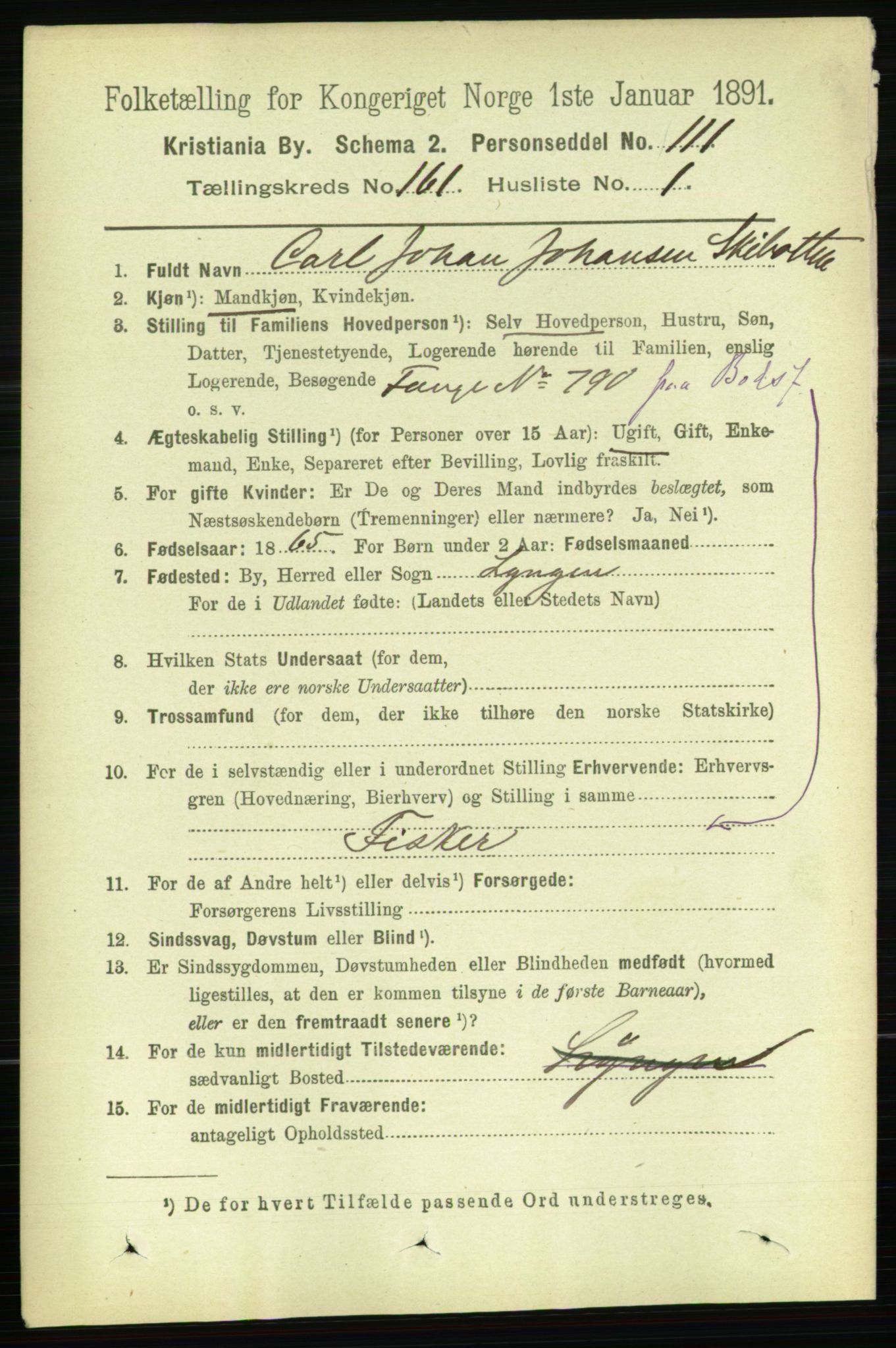 RA, 1891 census for 0301 Kristiania, 1891, p. 91529