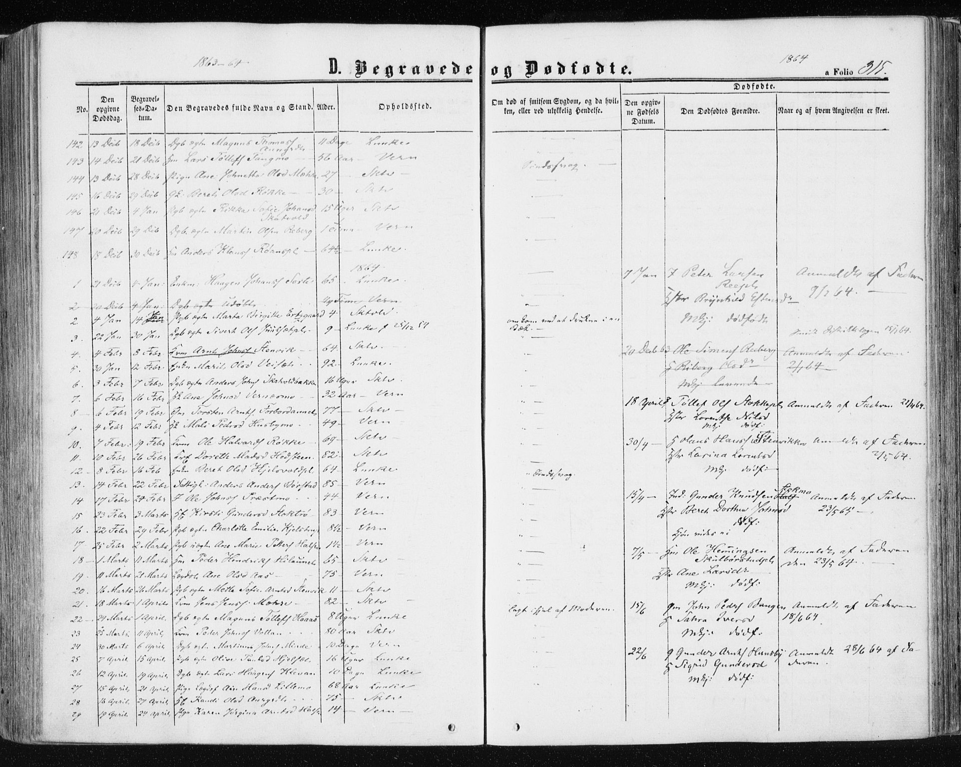 Ministerialprotokoller, klokkerbøker og fødselsregistre - Nord-Trøndelag, SAT/A-1458/709/L0075: Parish register (official) no. 709A15, 1859-1870, p. 315