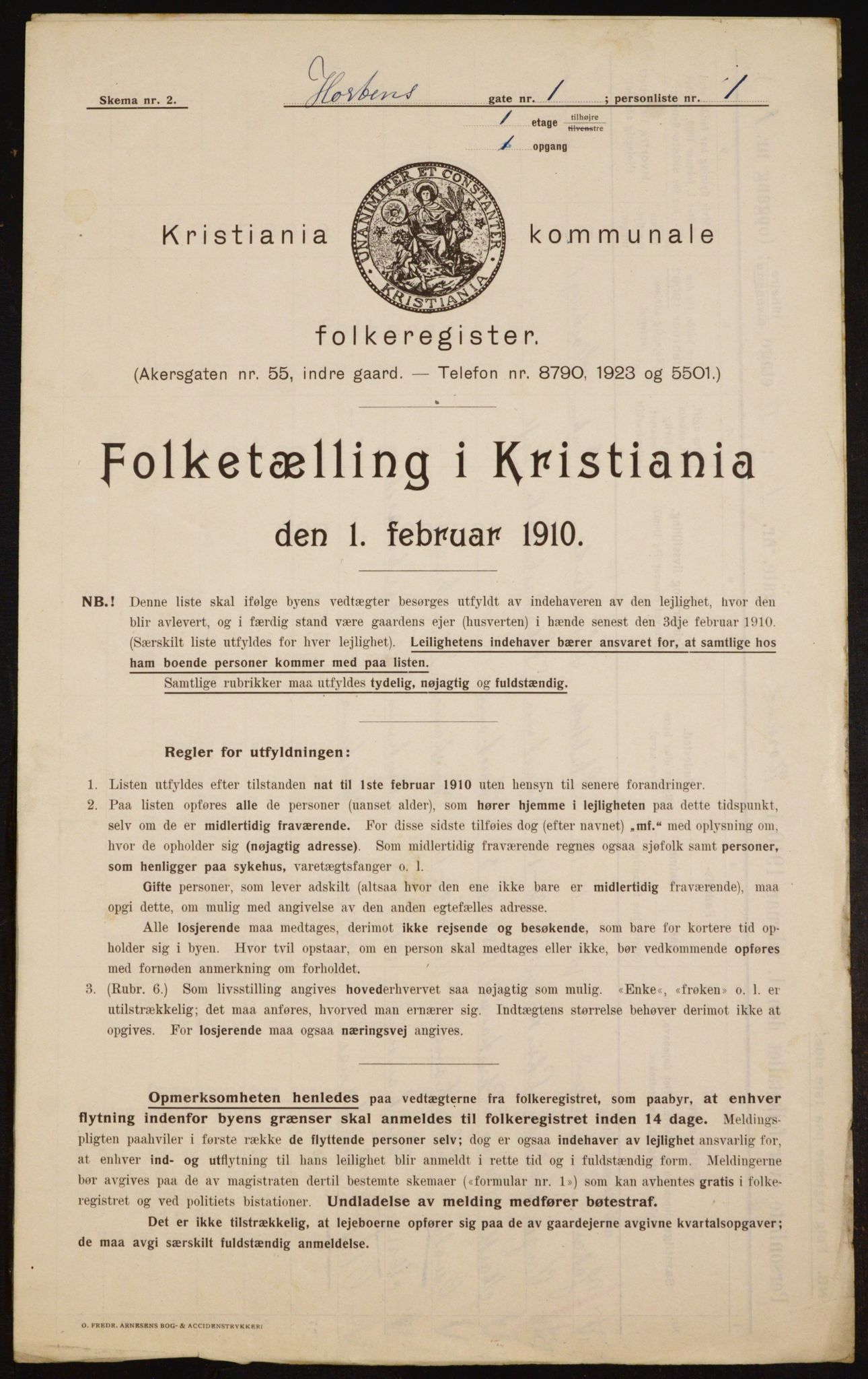 OBA, Municipal Census 1910 for Kristiania, 1910, p. 40595