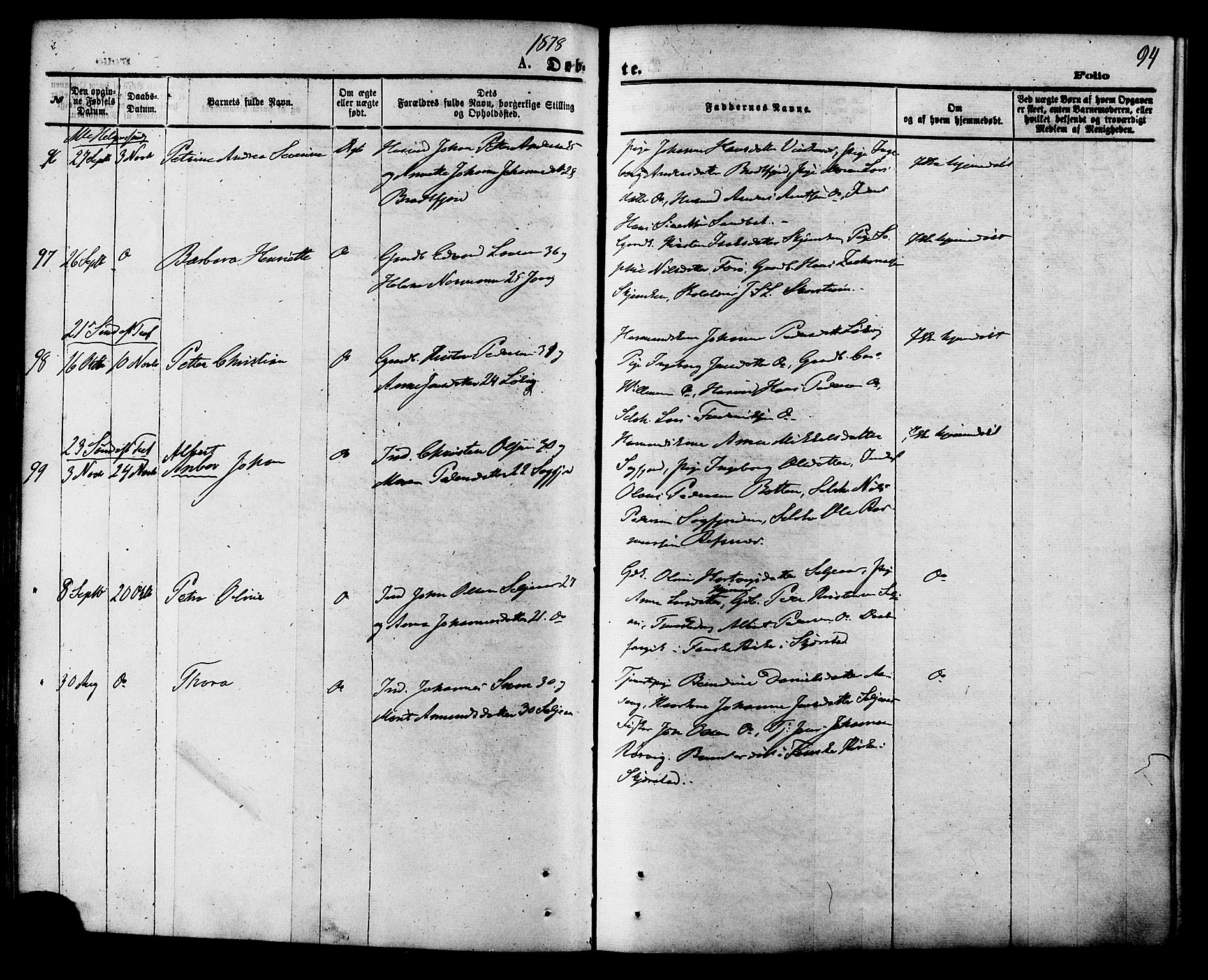 Ministerialprotokoller, klokkerbøker og fødselsregistre - Nordland, AV/SAT-A-1459/853/L0771: Parish register (official) no. 853A10, 1870-1881, p. 94