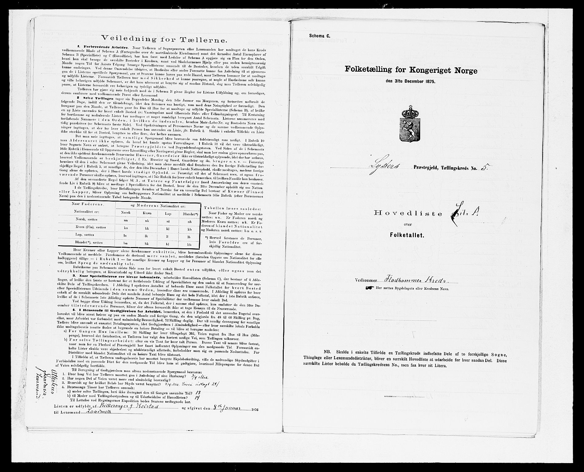 SAB, 1875 census for 1426P Luster, 1875, p. 14