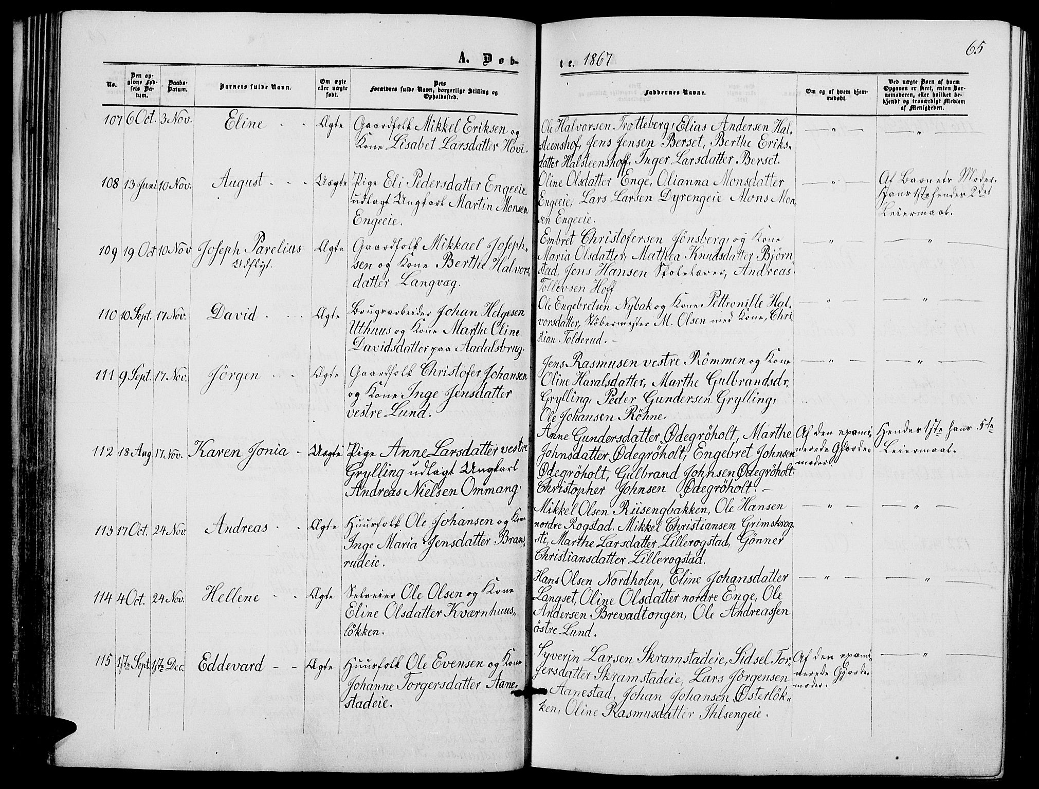 Løten prestekontor, SAH/PREST-022/L/La/L0004: Parish register (copy) no. 4, 1863-1877, p. 65