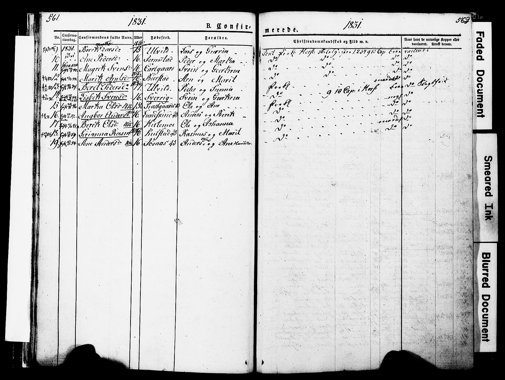 Ministerialprotokoller, klokkerbøker og fødselsregistre - Nord-Trøndelag, AV/SAT-A-1458/723/L0243: Parish register (official) no. 723A12, 1822-1851, p. 561-562