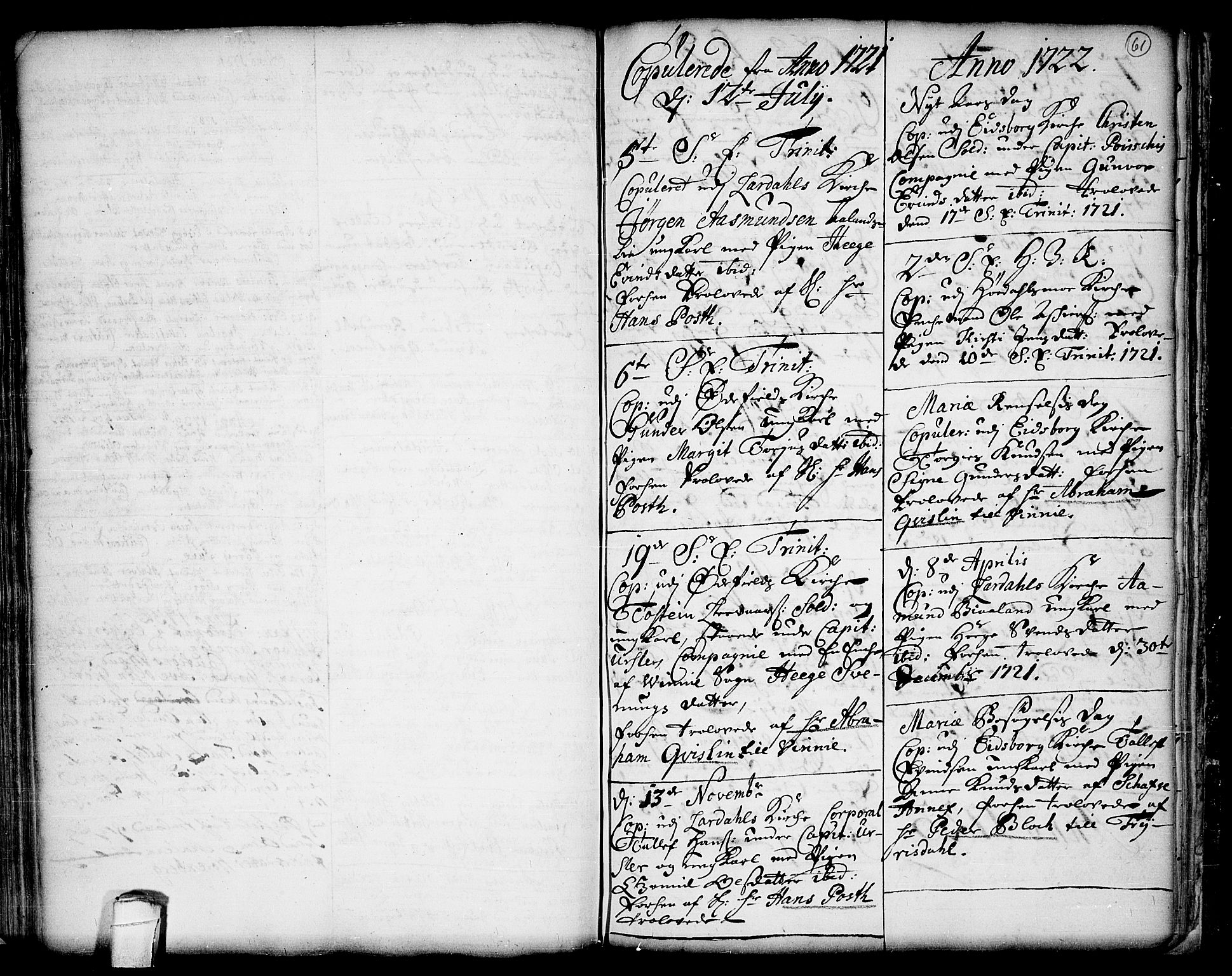 Lårdal kirkebøker, SAKO/A-284/F/Fa/L0001: Parish register (official) no. I 1, 1721-1734, p. 61