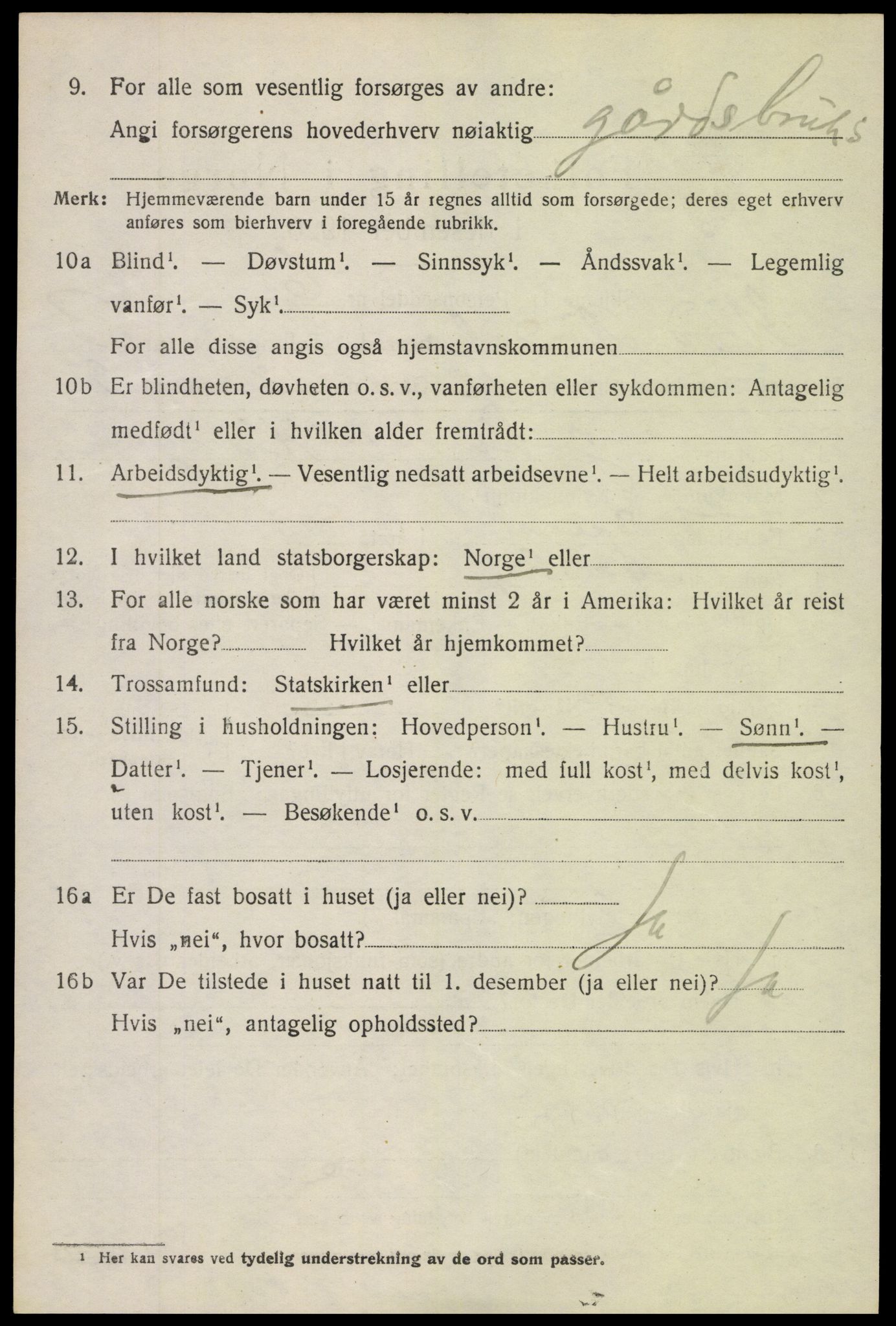 SAH, 1920 census for Nord-Aurdal, 1920, p. 3307