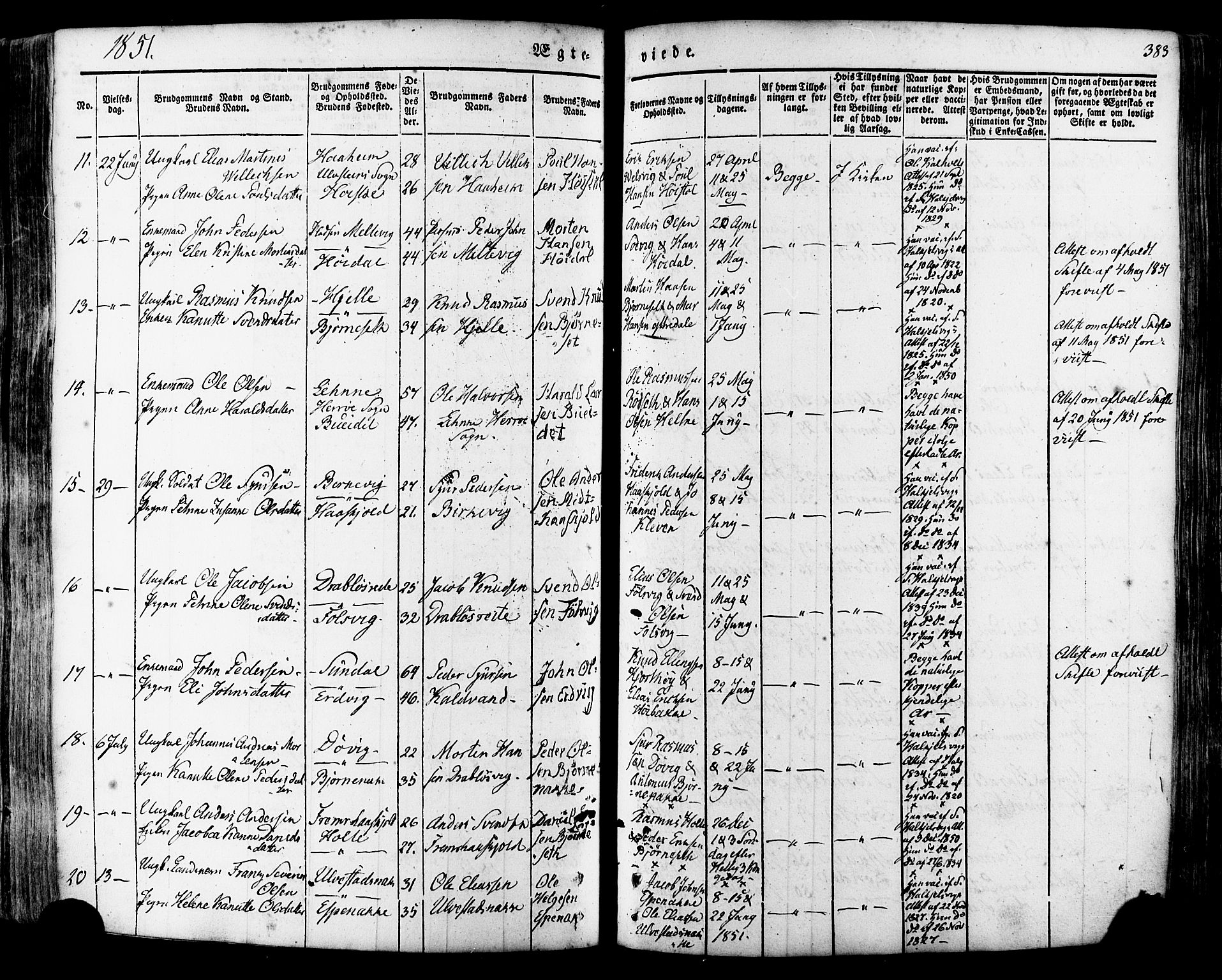 Ministerialprotokoller, klokkerbøker og fødselsregistre - Møre og Romsdal, SAT/A-1454/511/L0140: Parish register (official) no. 511A07, 1851-1878, p. 383