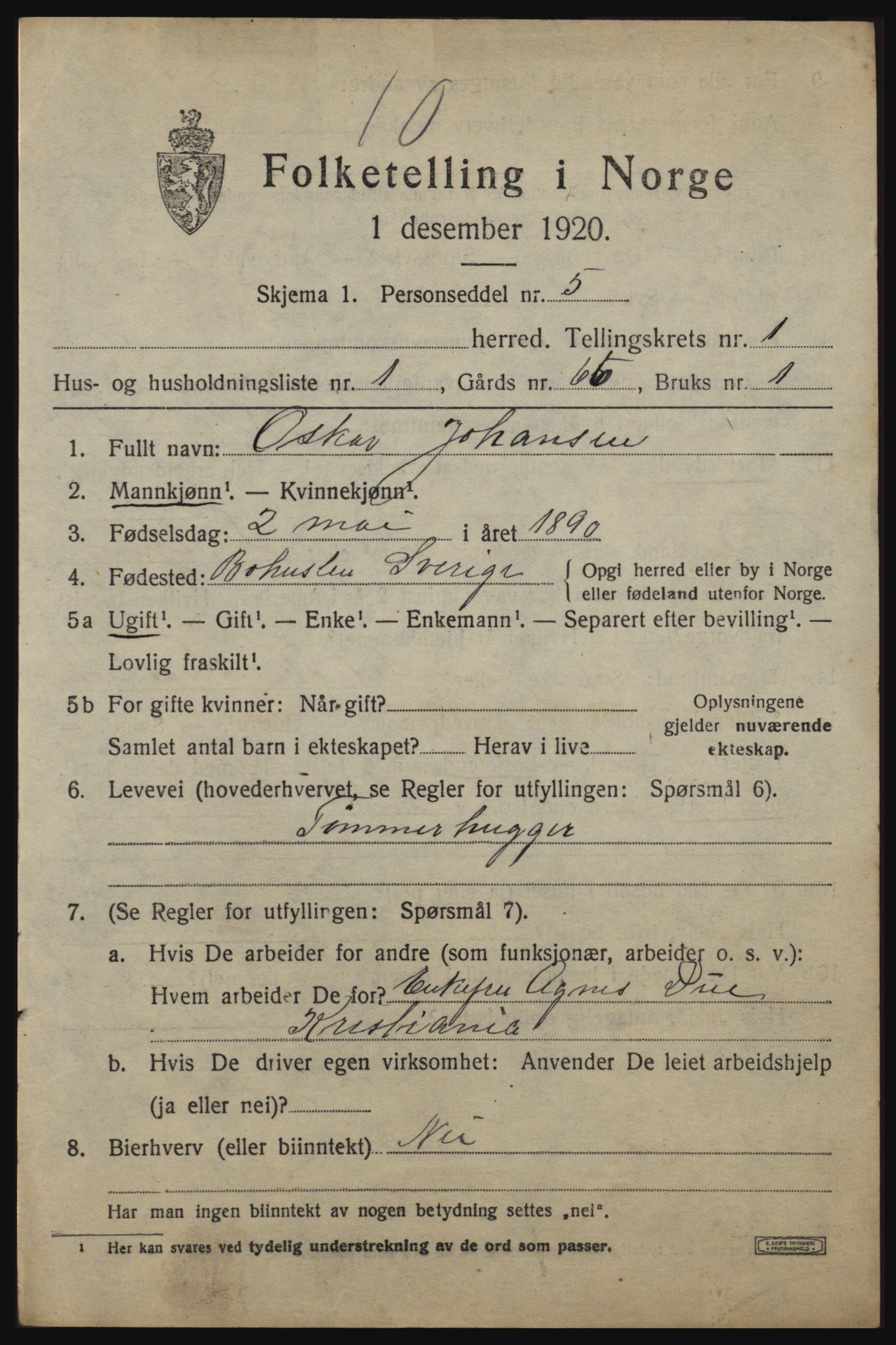 SAO, 1920 census for Rømskog, 1920, p. 230