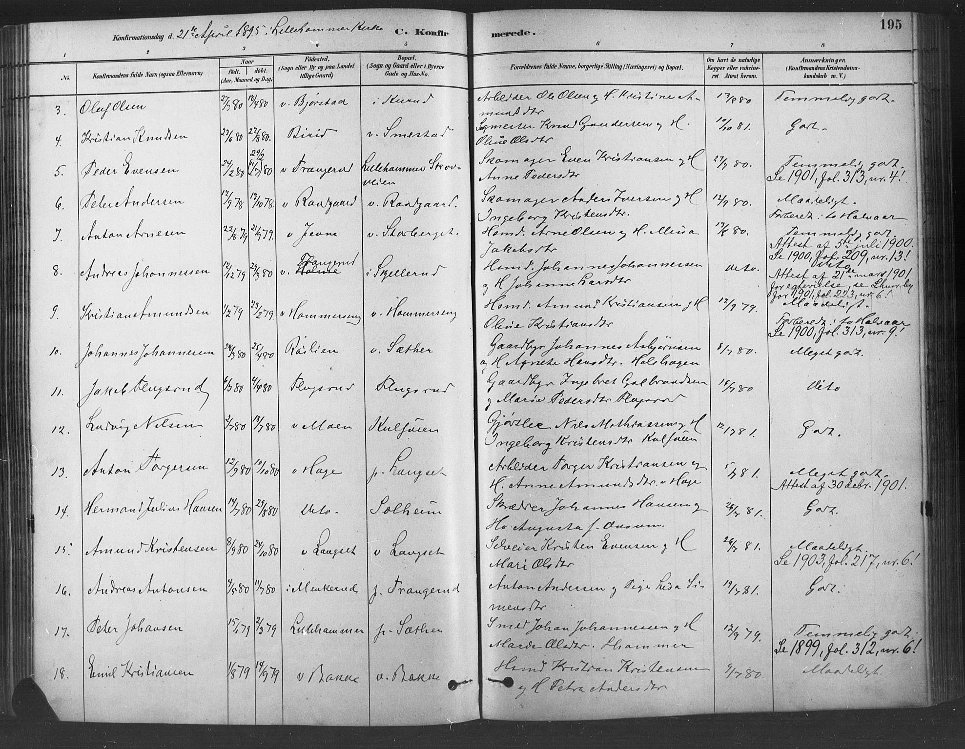 Fåberg prestekontor, SAH/PREST-086/H/Ha/Haa/L0009: Parish register (official) no. 9, 1879-1898, p. 195