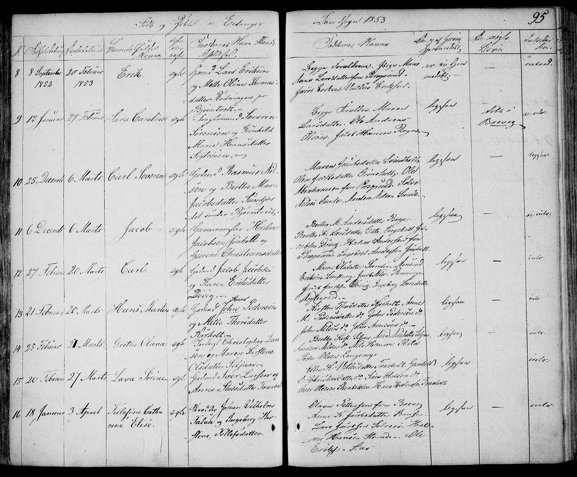 Eidanger kirkebøker, AV/SAKO-A-261/F/Fa/L0008: Parish register (official) no. 8, 1831-1858, p. 95