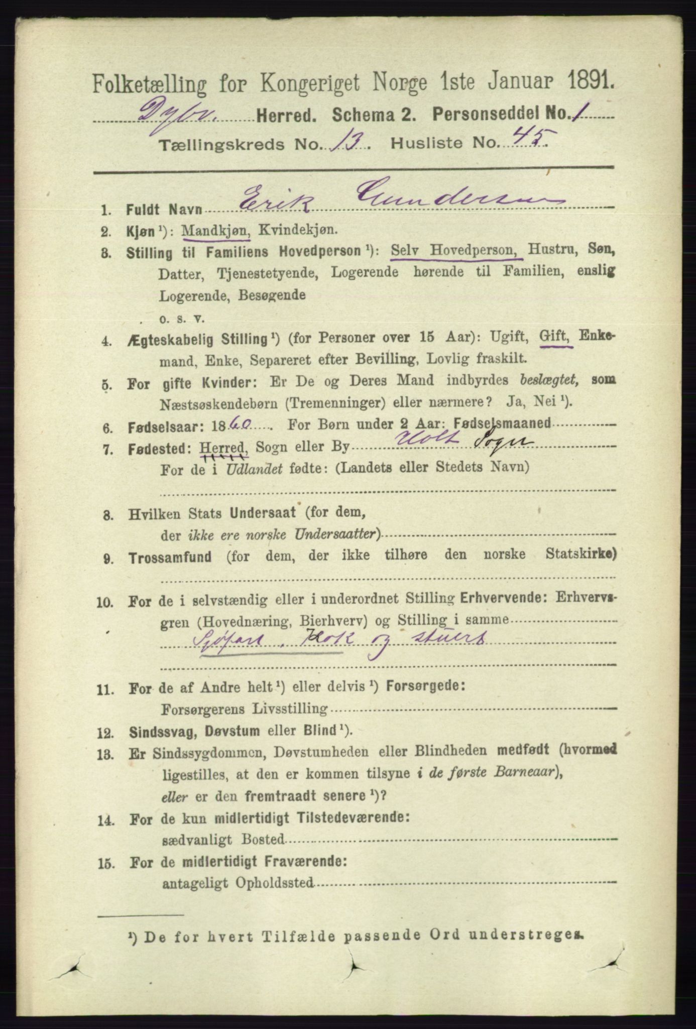 RA, 1891 census for 0915 Dypvåg, 1891, p. 5568