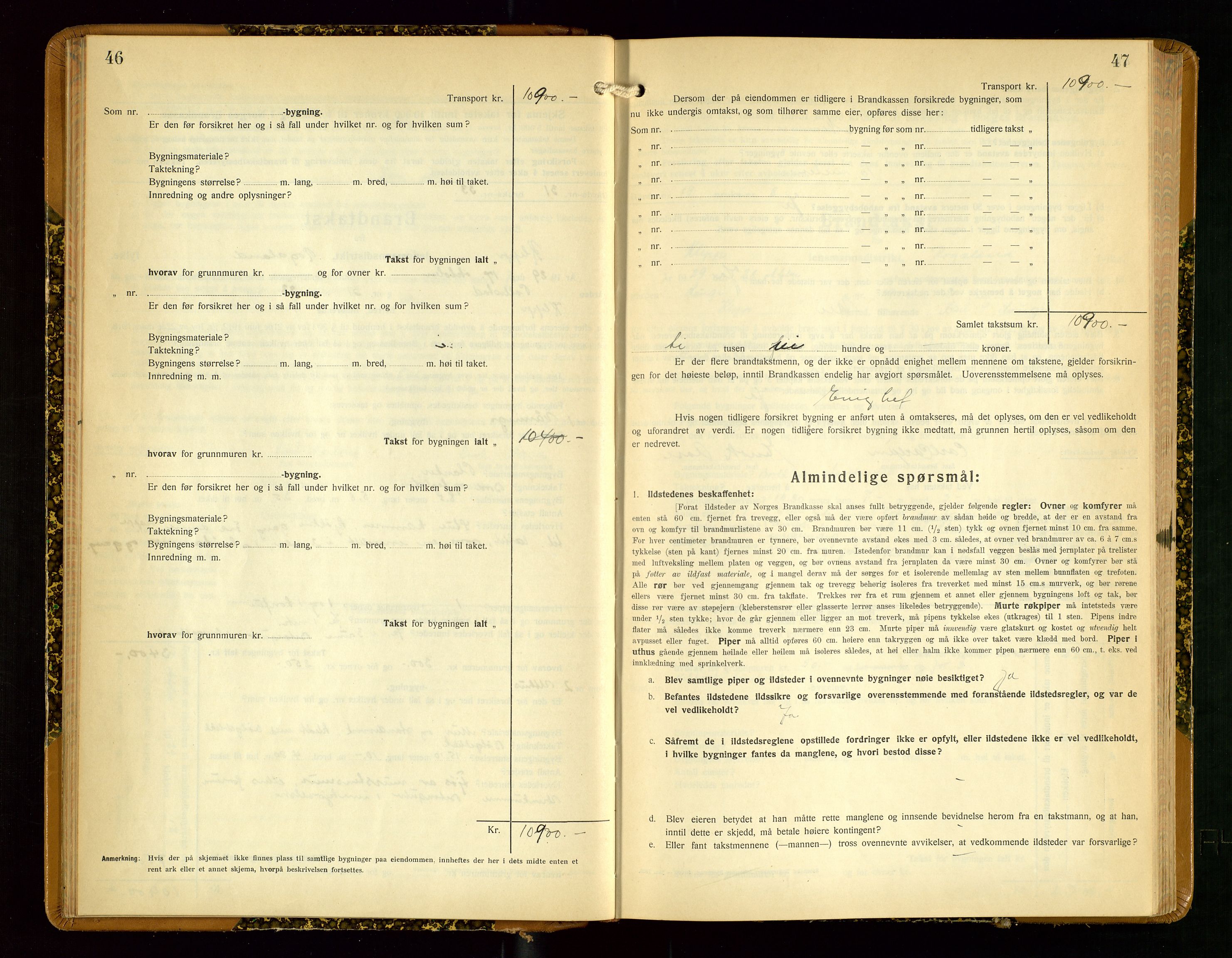 Klepp lensmannskontor, AV/SAST-A-100163/Goc/L0012: "Brandtakstprotokoll" m/register, 1929-1933, p. 46-47