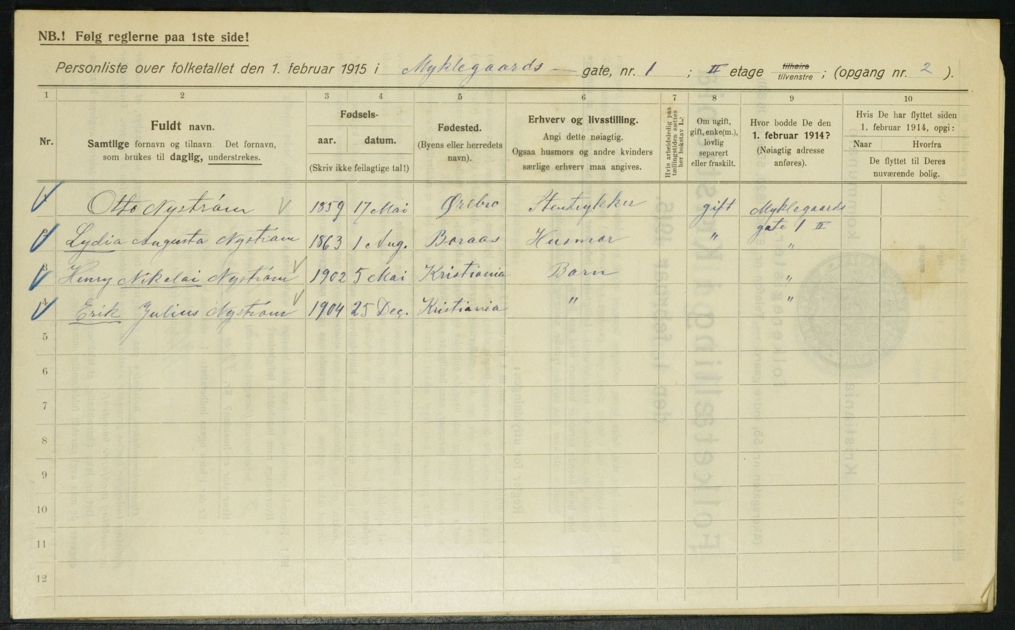 OBA, Municipal Census 1915 for Kristiania, 1915, p. 67640