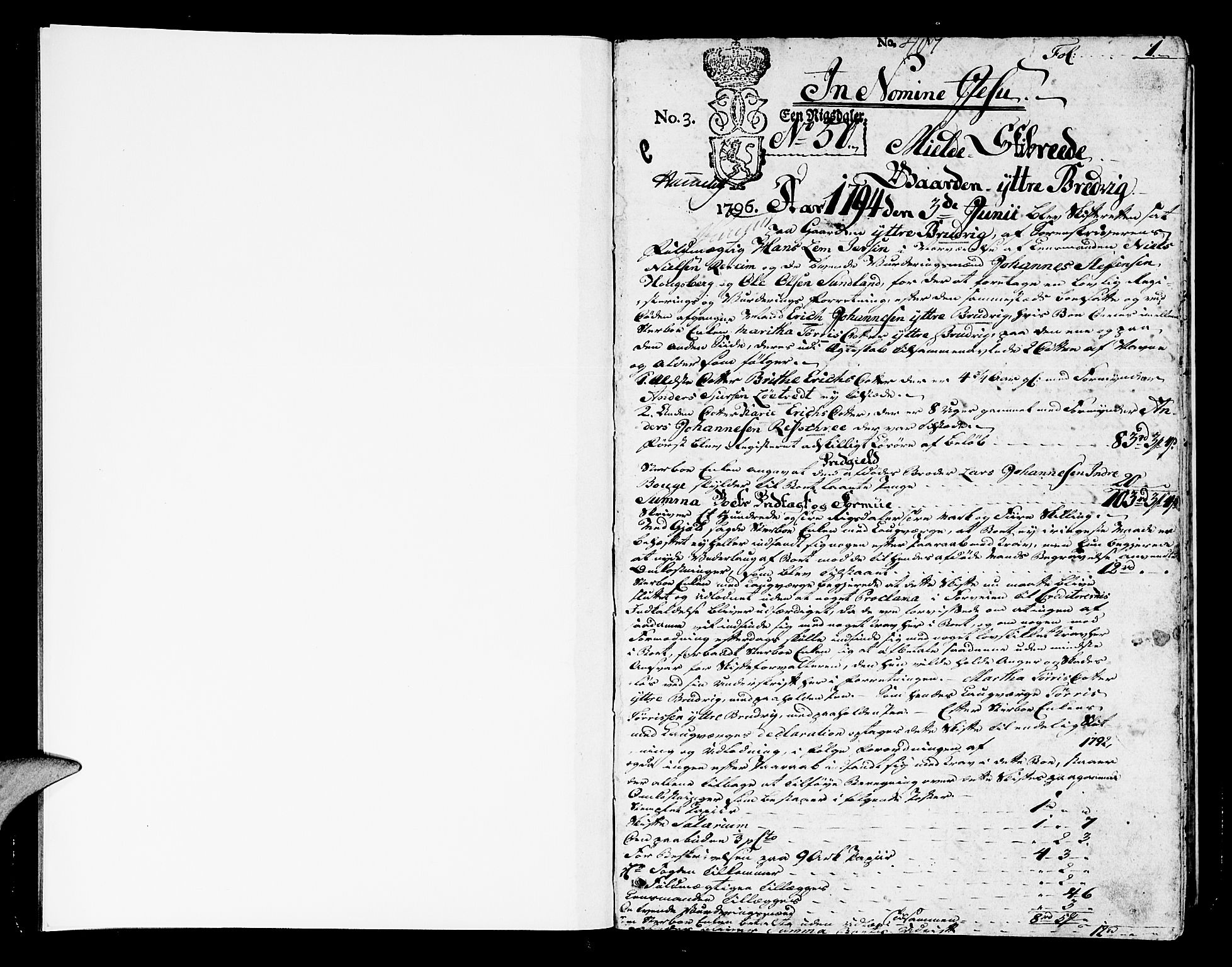 Nordhordland sorenskrivar, AV/SAB-A-2901/1/H/Ha/L0009a: Skifteprotokollar Nordhordland , 1794-1797, p. 1b-2a