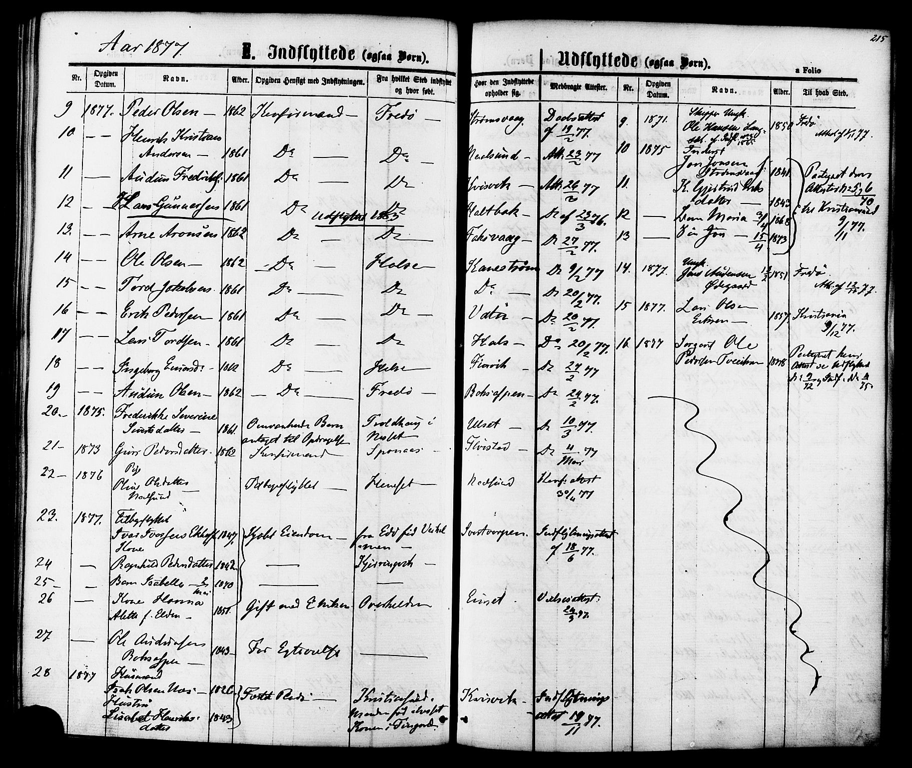 Ministerialprotokoller, klokkerbøker og fødselsregistre - Møre og Romsdal, AV/SAT-A-1454/587/L0999: Parish register (official) no. 587A01, 1864-1886, p. 215