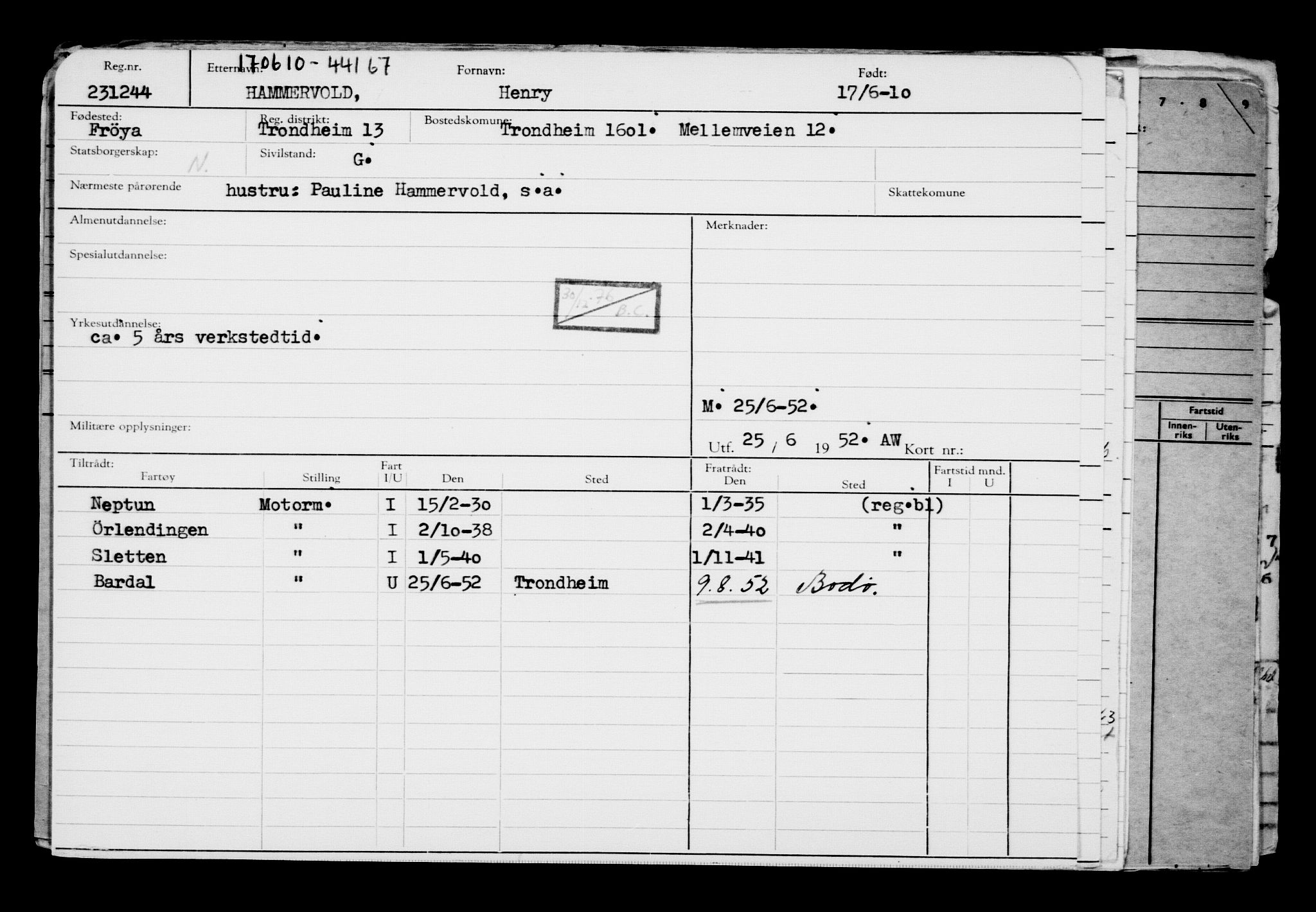 Direktoratet for sjømenn, AV/RA-S-3545/G/Gb/L0090: Hovedkort, 1910, p. 275