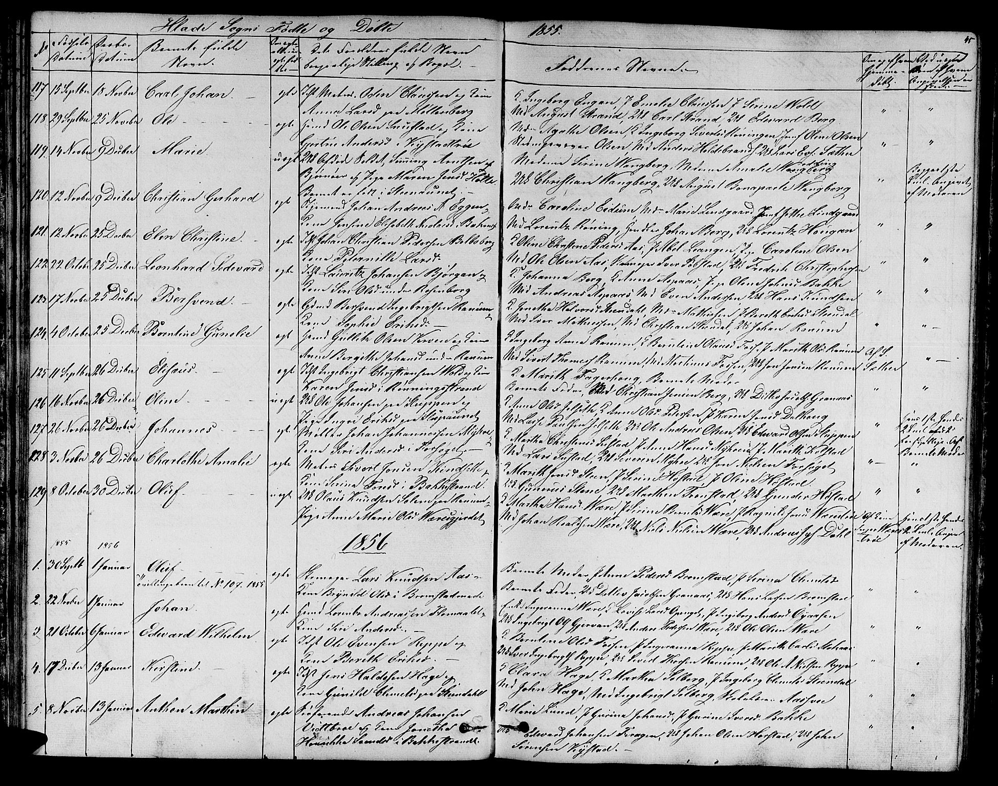 Ministerialprotokoller, klokkerbøker og fødselsregistre - Sør-Trøndelag, SAT/A-1456/606/L0310: Parish register (copy) no. 606C06, 1850-1859, p. 45