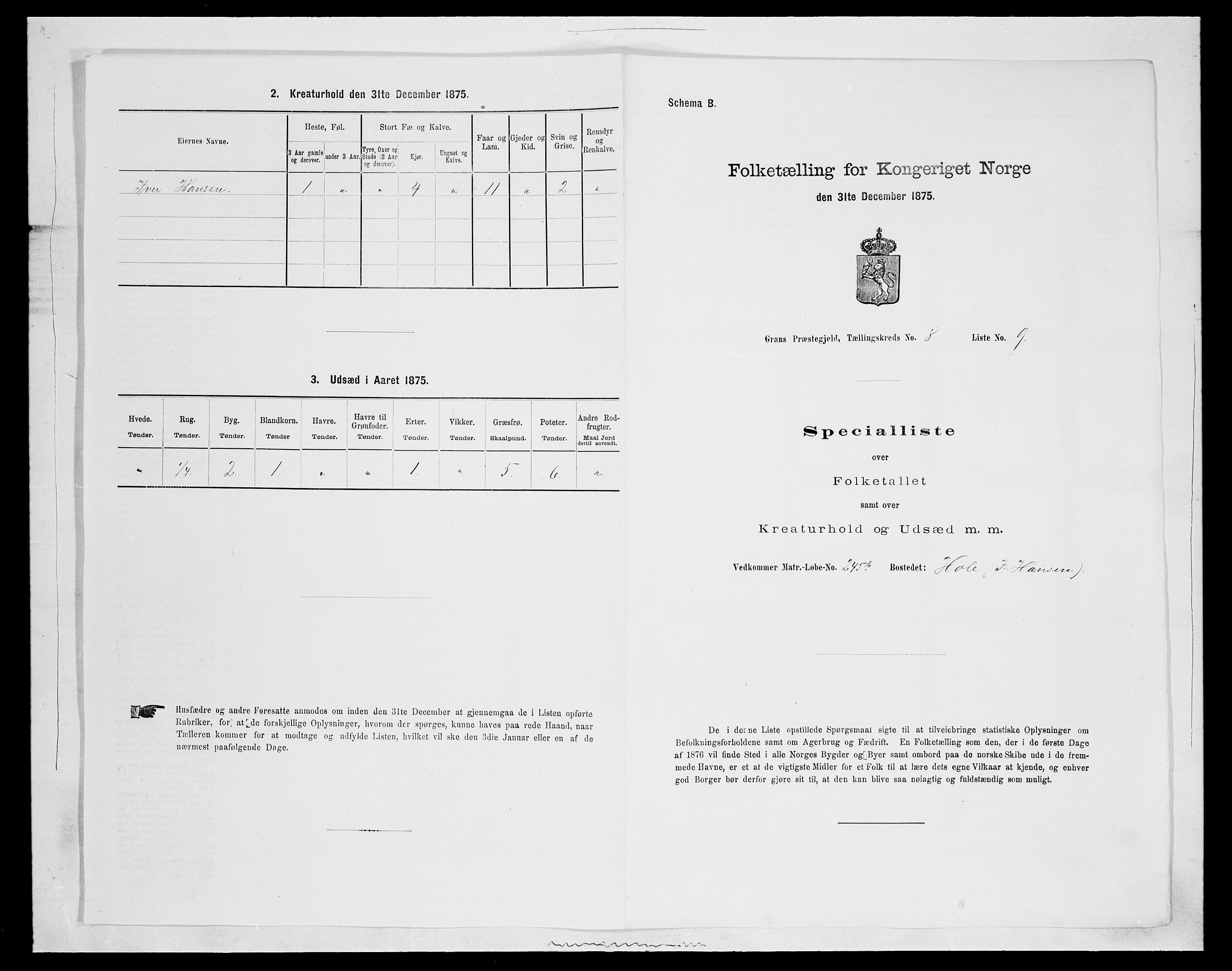 SAH, 1875 census for 0534P Gran, 1875, p. 1497