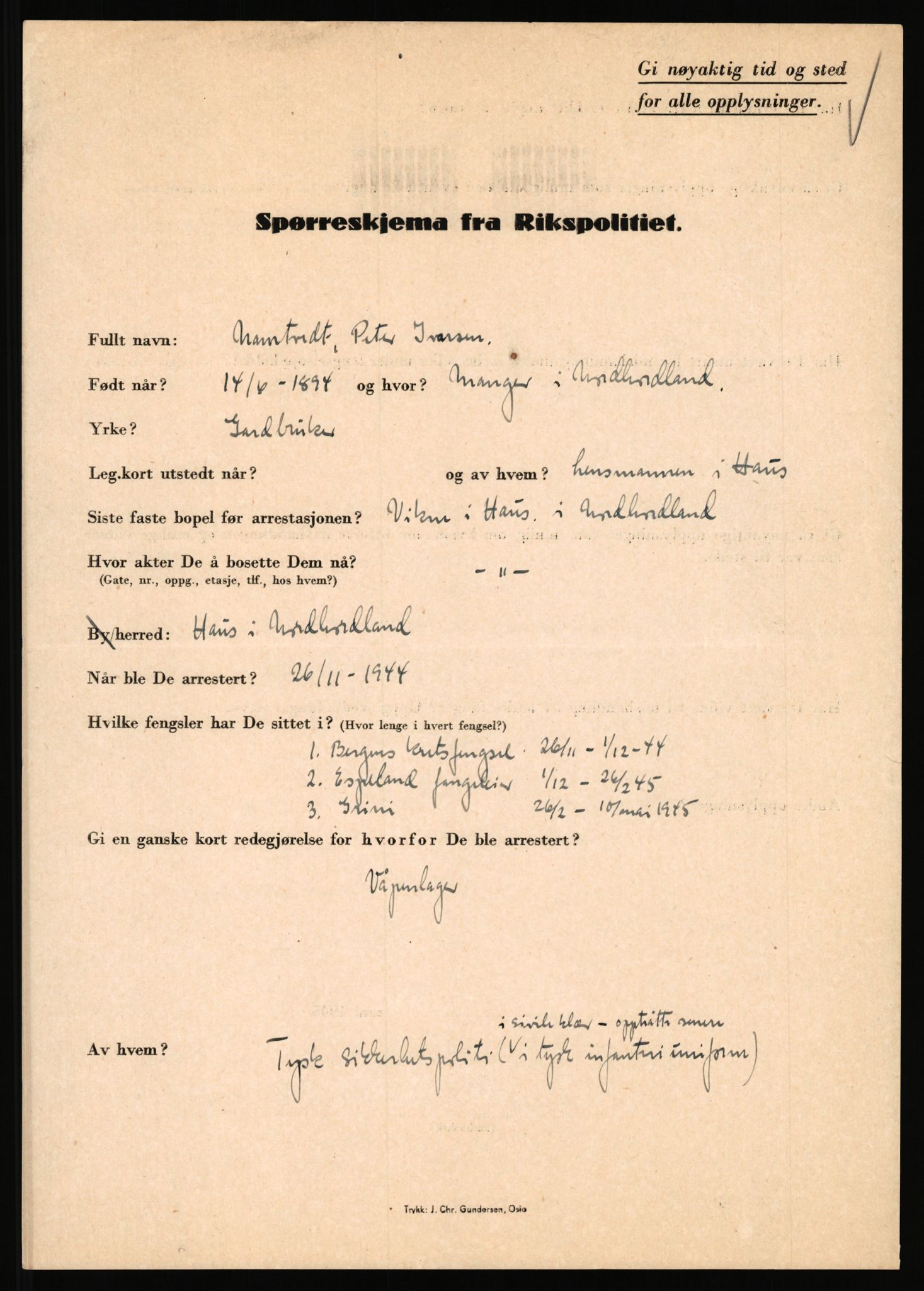 Rikspolitisjefen, AV/RA-S-1560/L/L0012: Mogensen, Øivind - Noraas, Lars, 1940-1945, p. 360