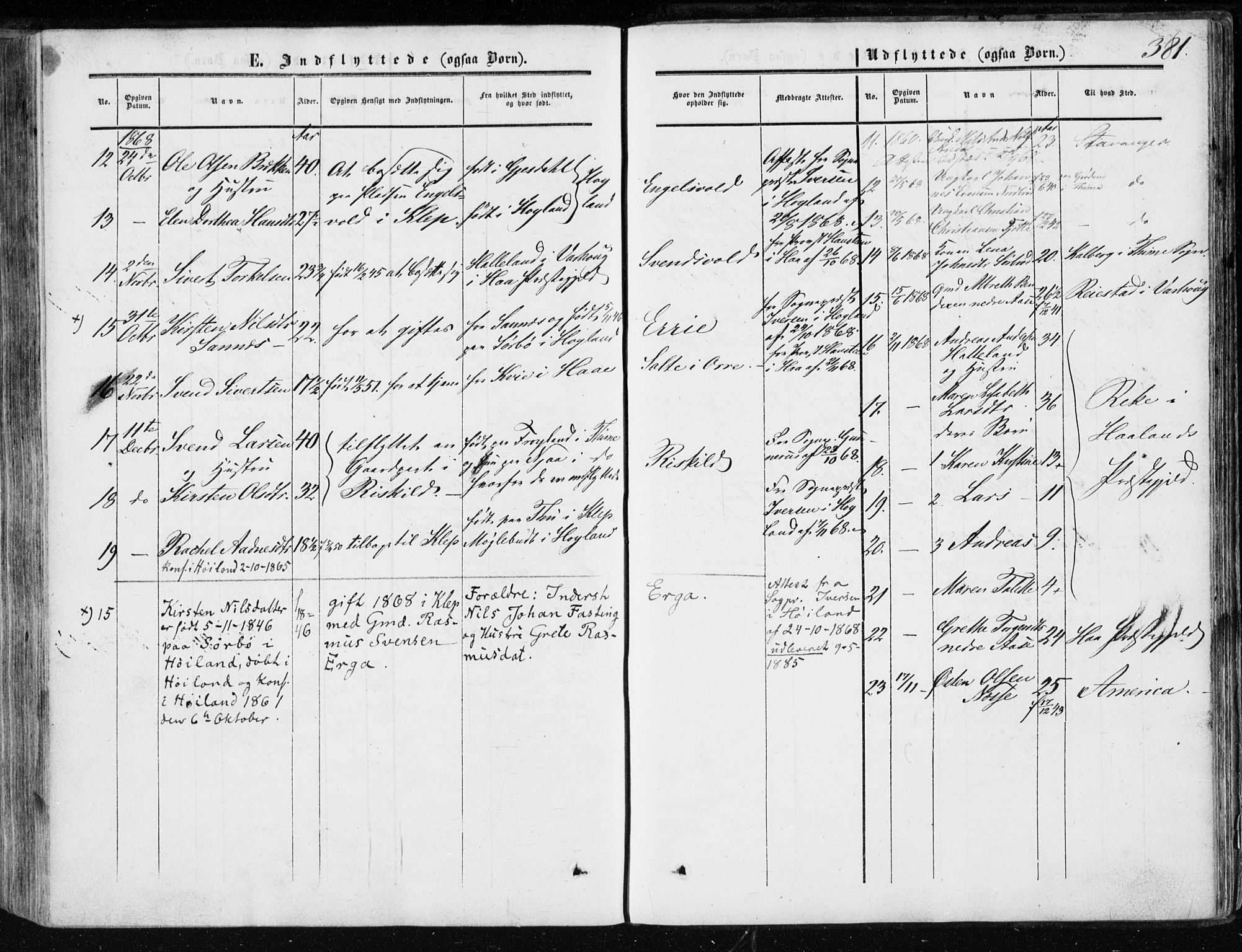 Klepp sokneprestkontor, AV/SAST-A-101803/001/3/30BA/L0005: Parish register (official) no. A 5, 1853-1870, p. 381