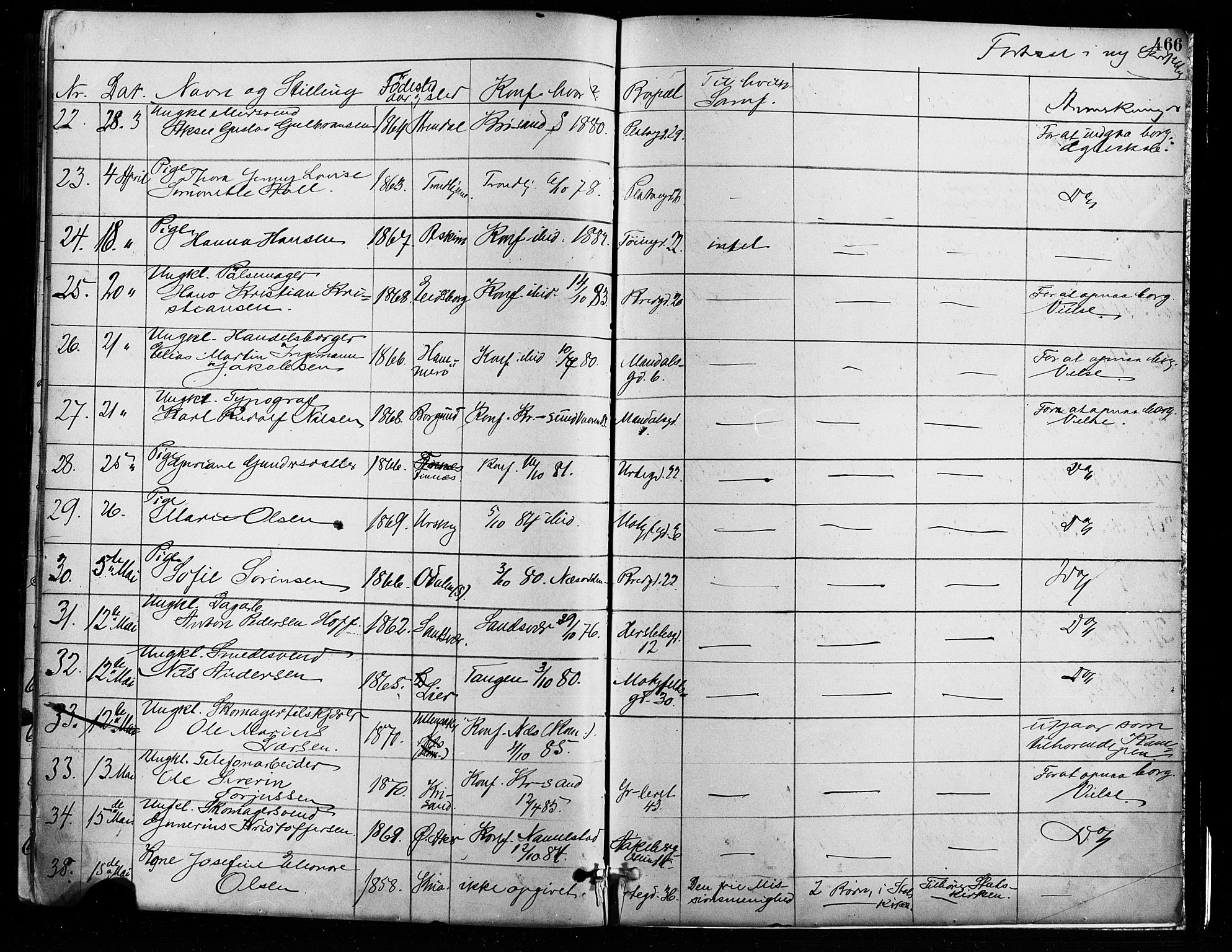 Grønland prestekontor Kirkebøker, AV/SAO-A-10848/F/Fa/L0008: Parish register (official) no. 8, 1881-1893, p. 466