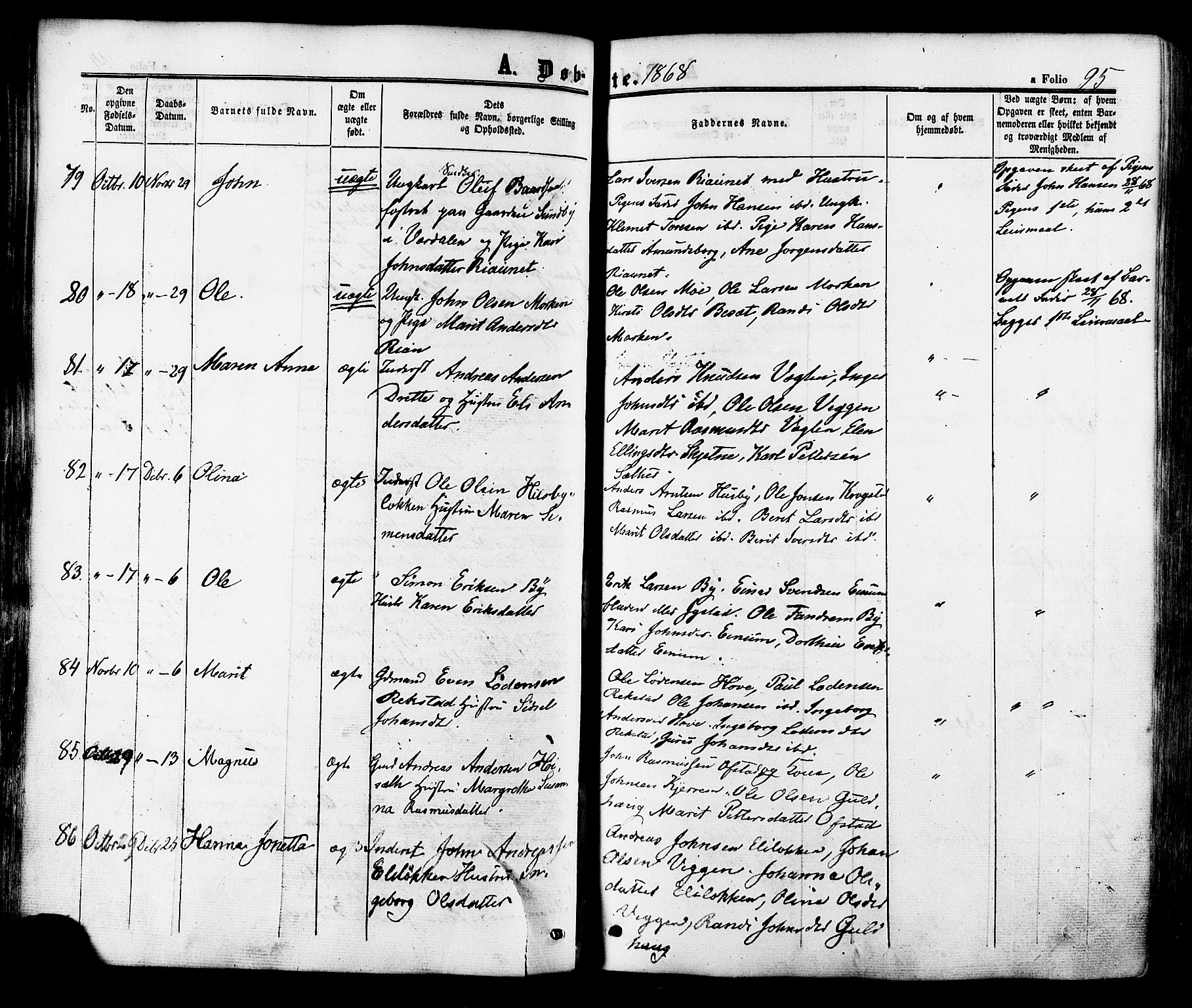 Ministerialprotokoller, klokkerbøker og fødselsregistre - Sør-Trøndelag, SAT/A-1456/665/L0772: Parish register (official) no. 665A07, 1856-1878, p. 95