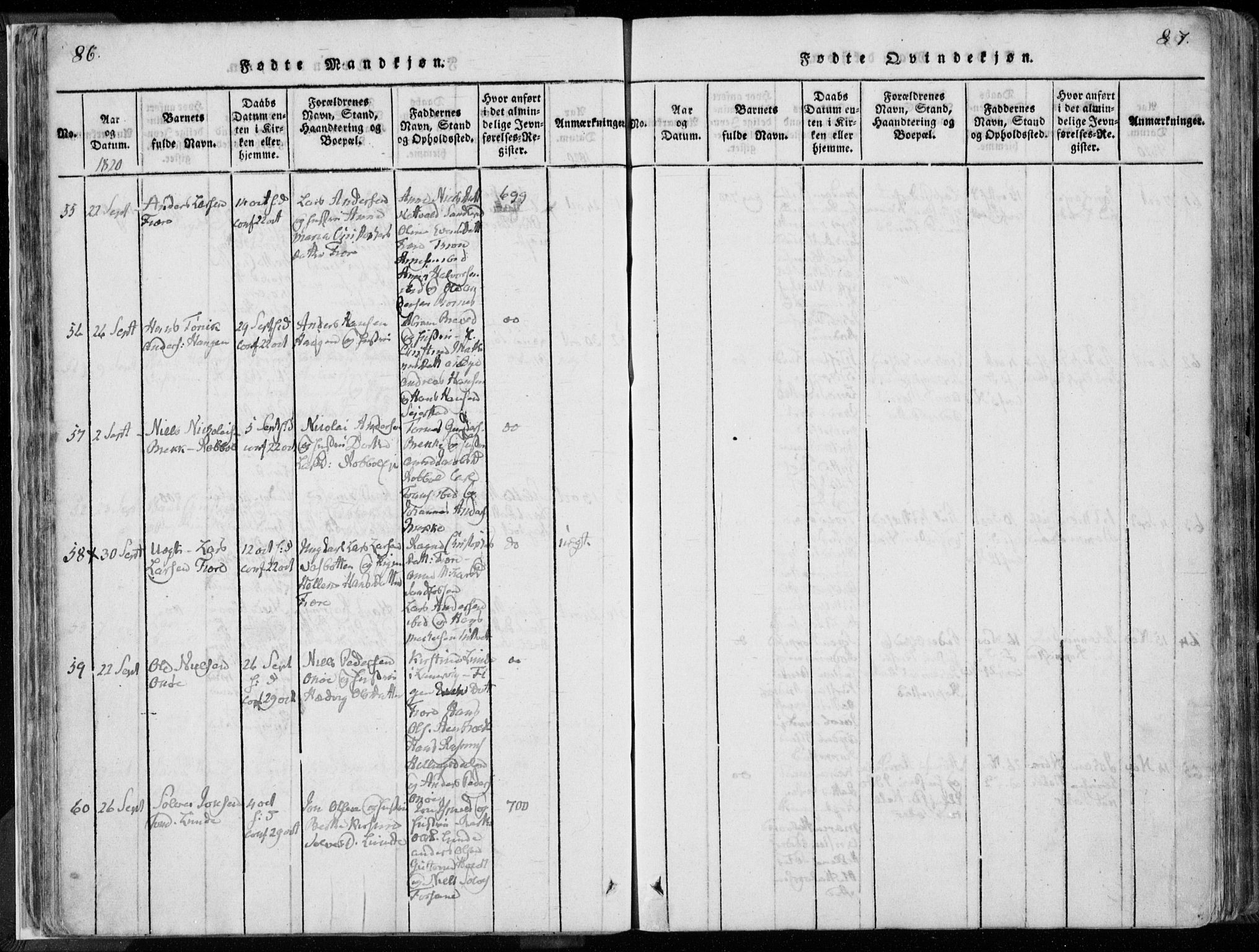 Hedrum kirkebøker, AV/SAKO-A-344/F/Fa/L0004: Parish register (official) no. I 4, 1817-1835, p. 86-87