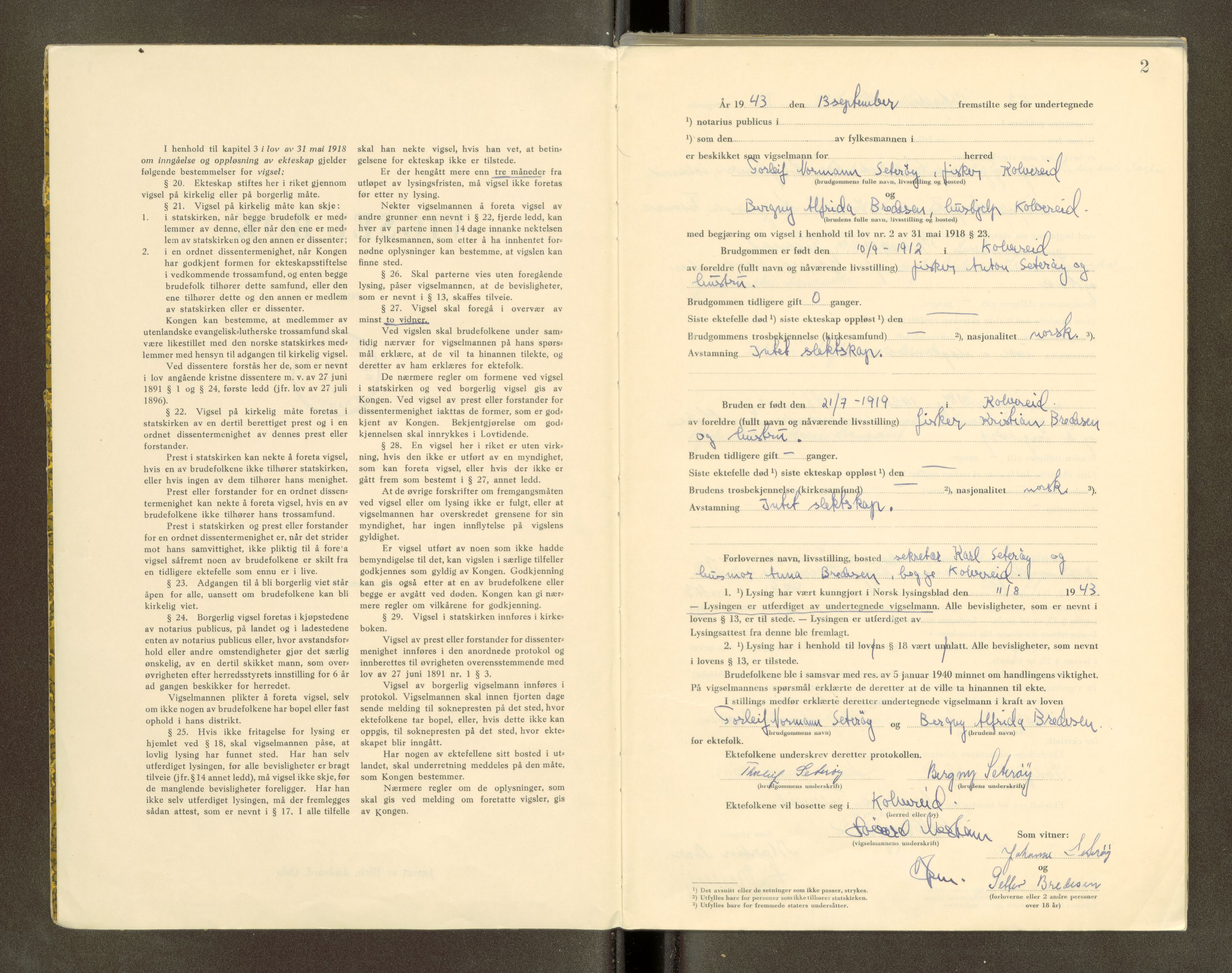 Namdal sorenskriveri, SAT/A-4133/1/6/6D/L0001: Vigselbøker, 1940-1948, p. 2