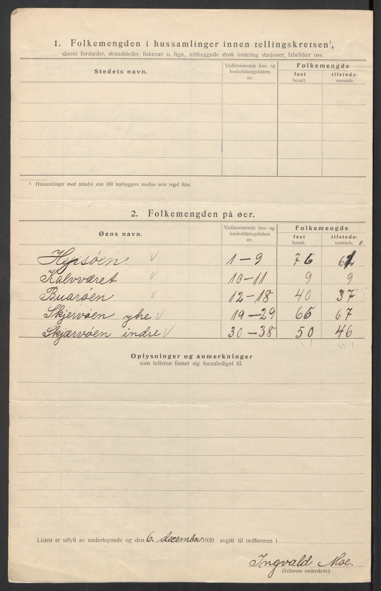 SAT, 1920 census for Osen, 1920, p. 21