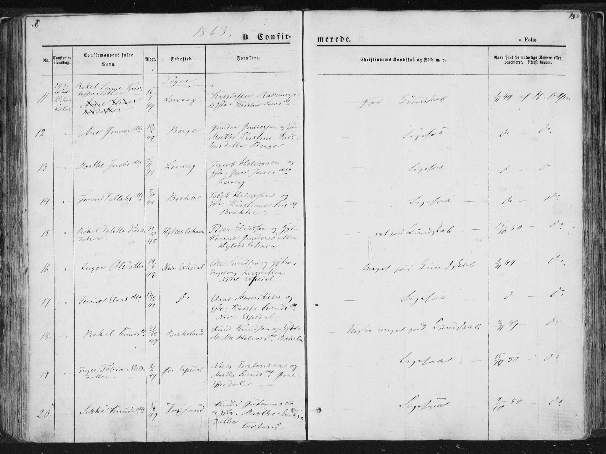 Høgsfjord sokneprestkontor, AV/SAST-A-101624/H/Ha/Haa/L0001: Parish register (official) no. A 1, 1854-1875, p. 180