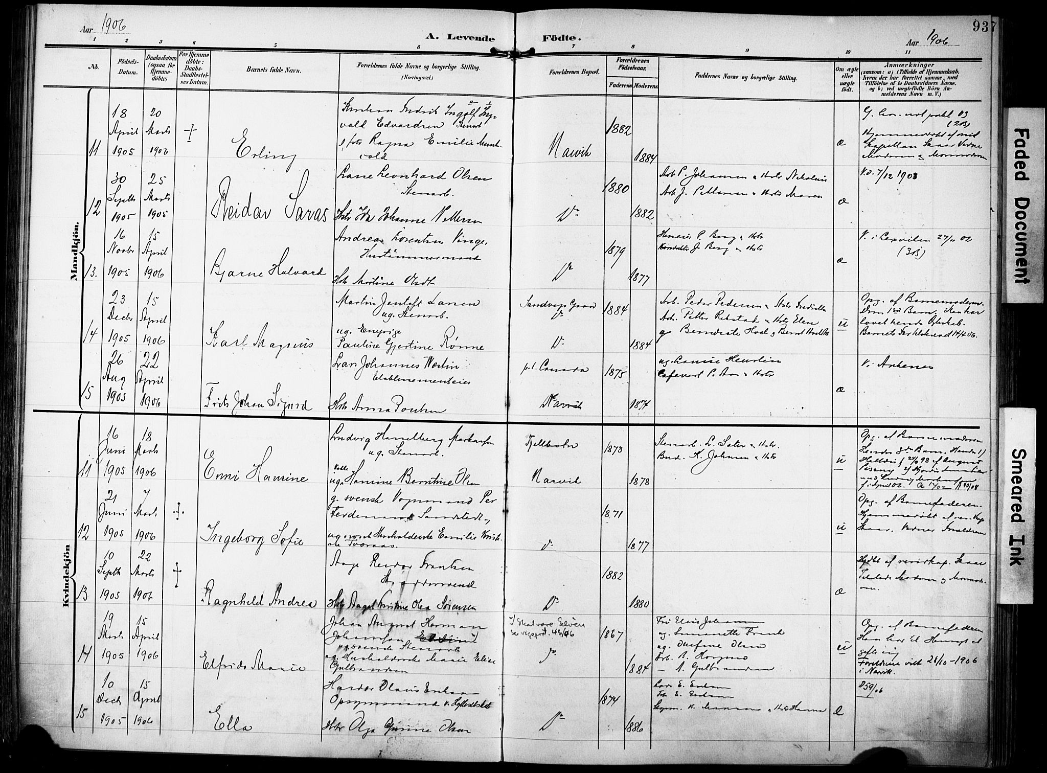 Ministerialprotokoller, klokkerbøker og fødselsregistre - Nordland, AV/SAT-A-1459/871/L0994: Parish register (official) no. 871A10, 1902-1910, p. 93