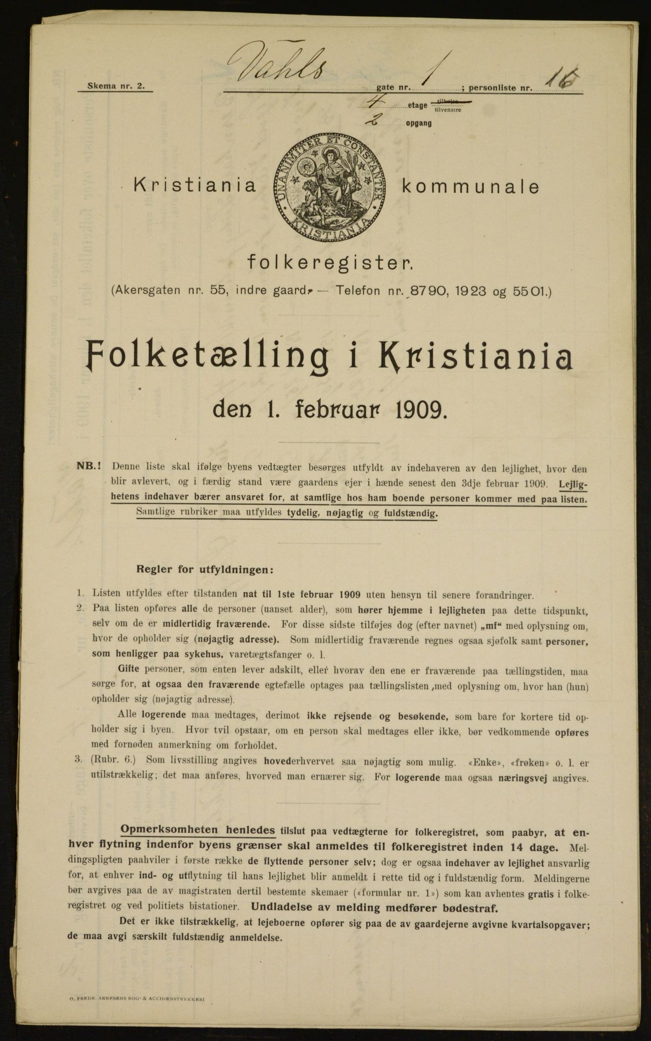 OBA, Municipal Census 1909 for Kristiania, 1909, p. 110174