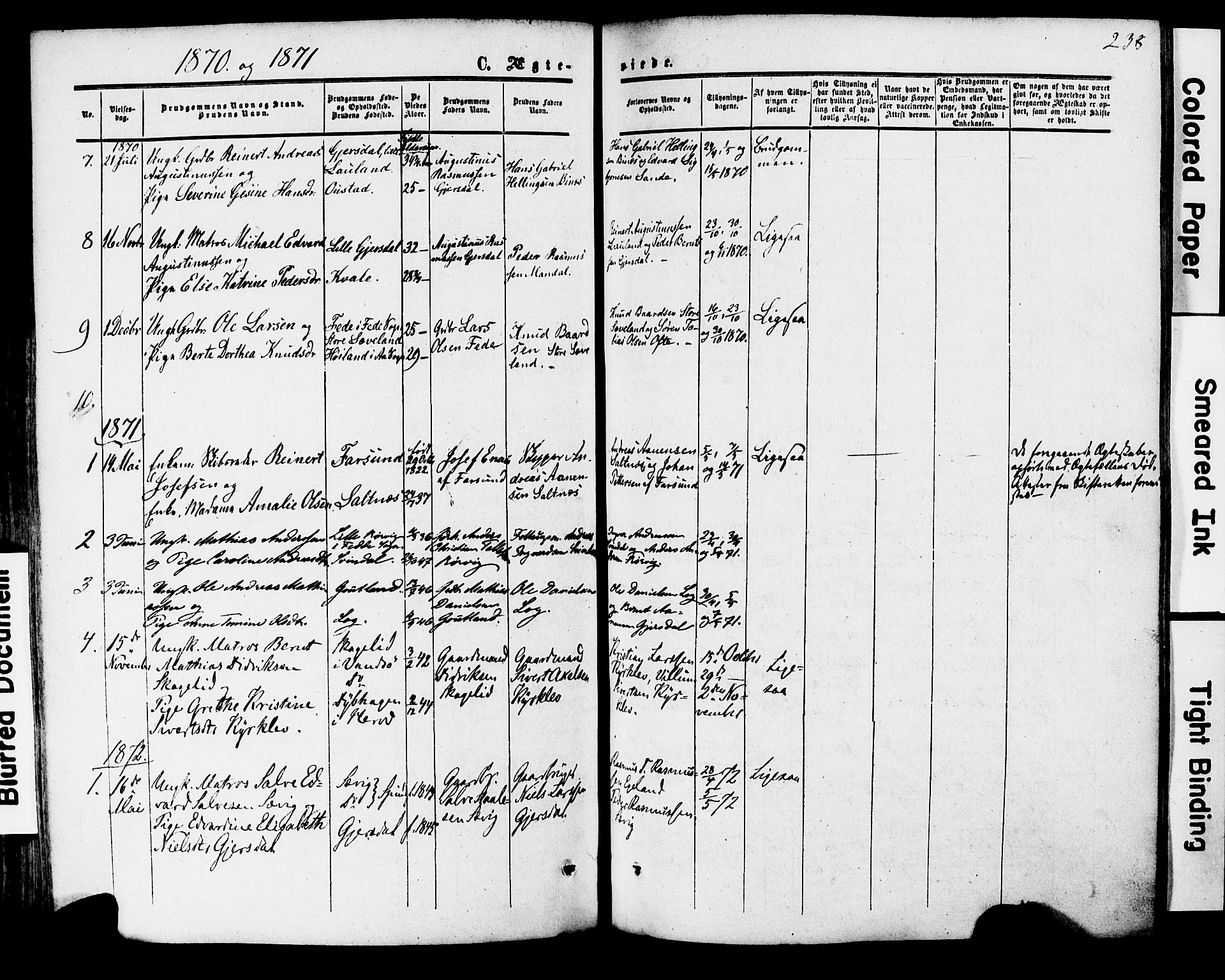 Herad sokneprestkontor, AV/SAK-1111-0018/F/Fa/Faa/L0005: Parish register (official) no. A 5, 1853-1886, p. 238