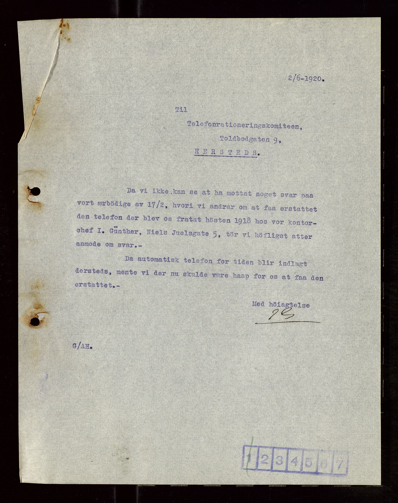 Pa 1521 - A/S Norske Shell, AV/SAST-A-101915/E/Ea/Eaa/L0009: Sjefskorrespondanse, 1920, p. 6