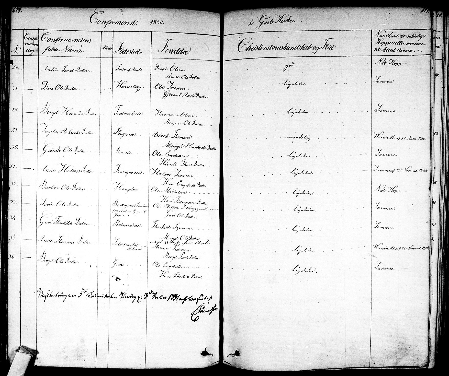 Nes kirkebøker, AV/SAKO-A-236/F/Fa/L0008: Parish register (official) no. 8, 1824-1834, p. 674-675