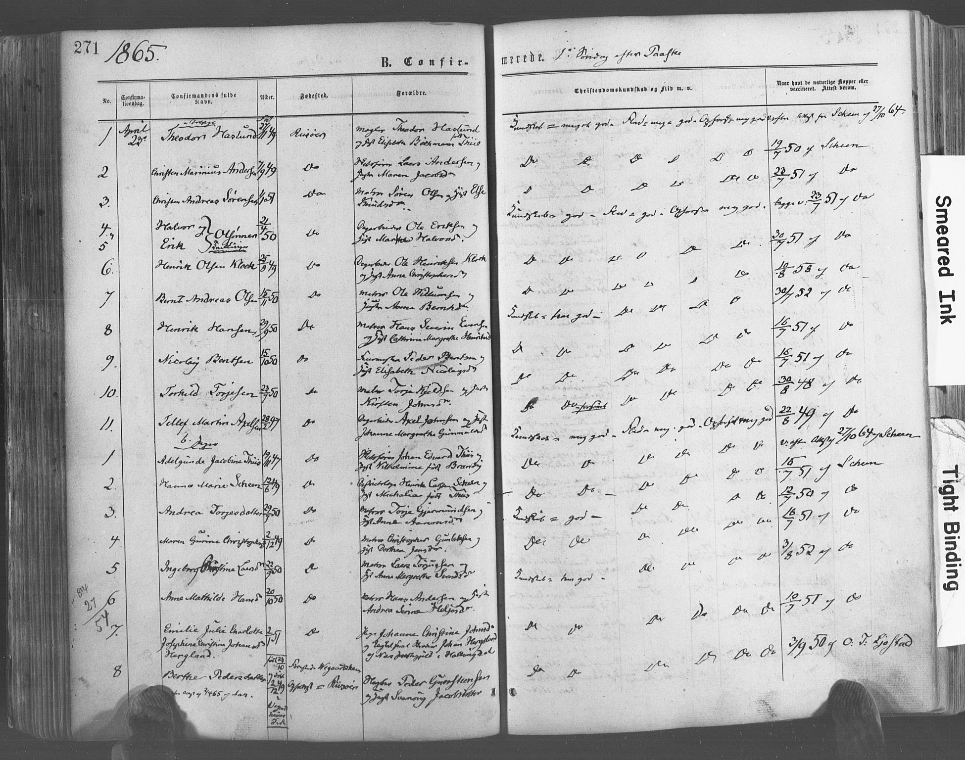 Risør sokneprestkontor, SAK/1111-0035/F/Fa/L0004: Parish register (official) no. A 4, 1865-1882, p. 271