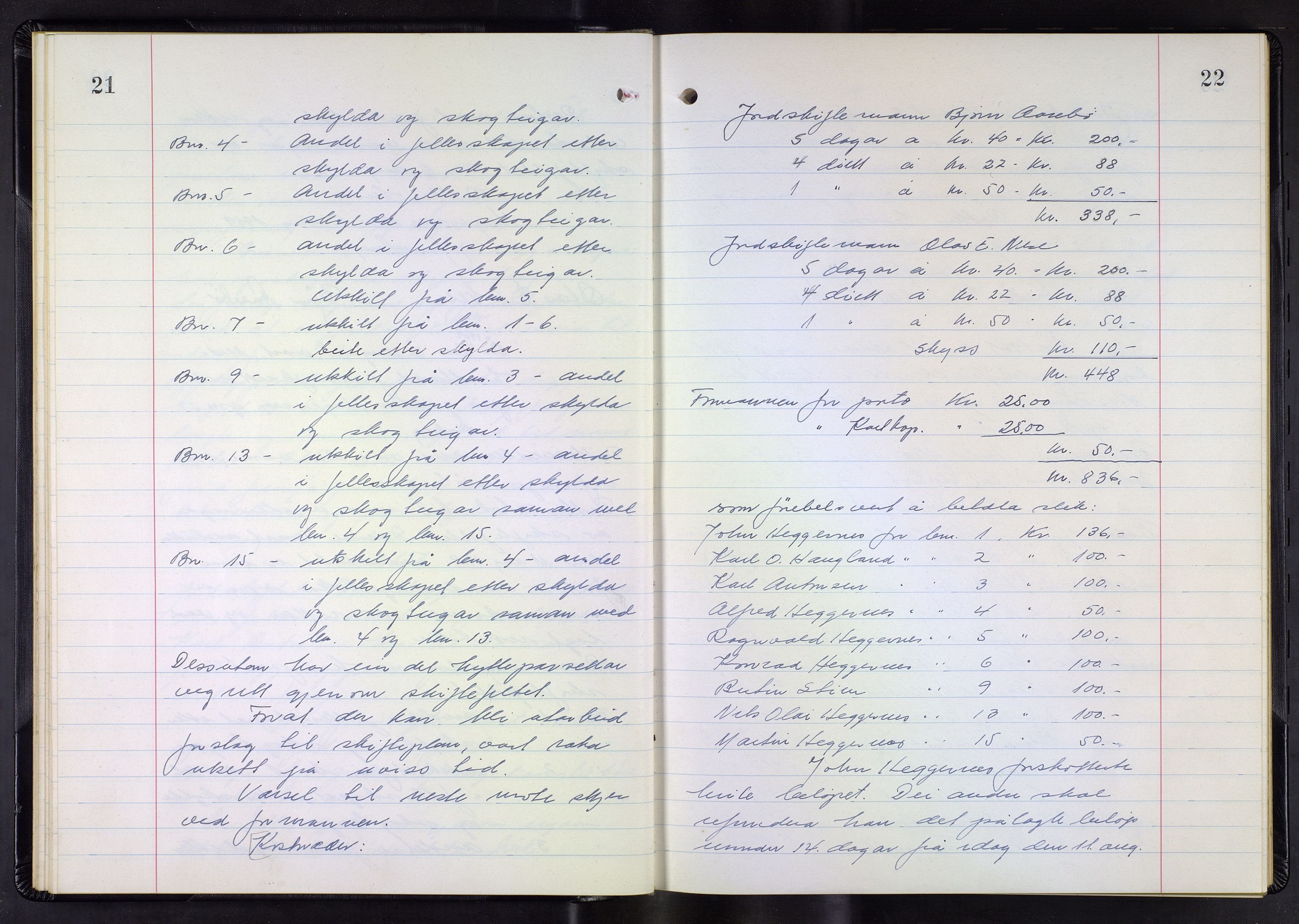 Hordaland jordskiftedøme - III Midhordland jordskiftedistrikt, AV/SAB-A-7001/A/Aa/L0042: Forhandlingsprotokoll, 1969-1973, p. 21-22