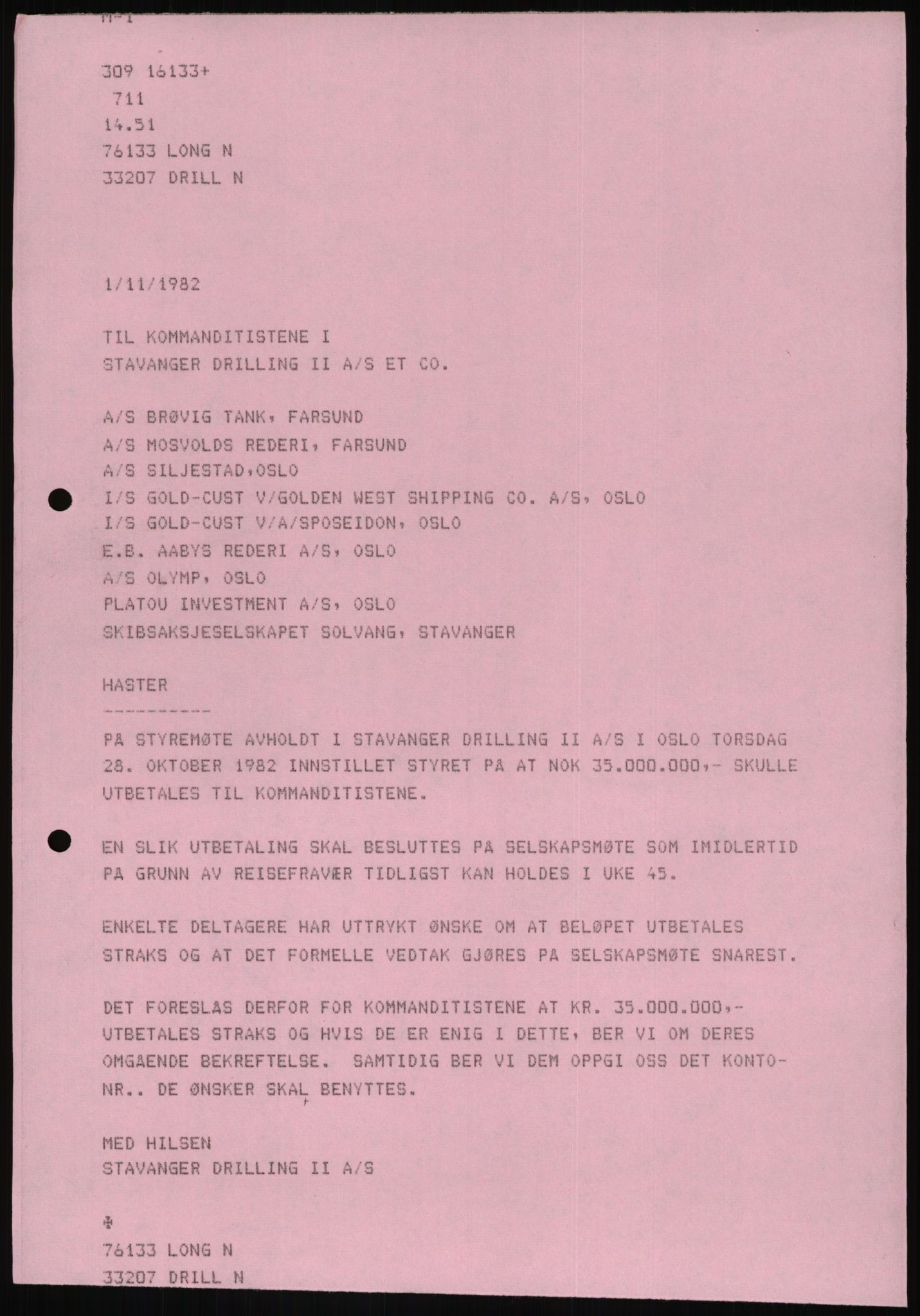 Pa 1503 - Stavanger Drilling AS, AV/SAST-A-101906/D/L0006: Korrespondanse og saksdokumenter, 1974-1984, p. 264