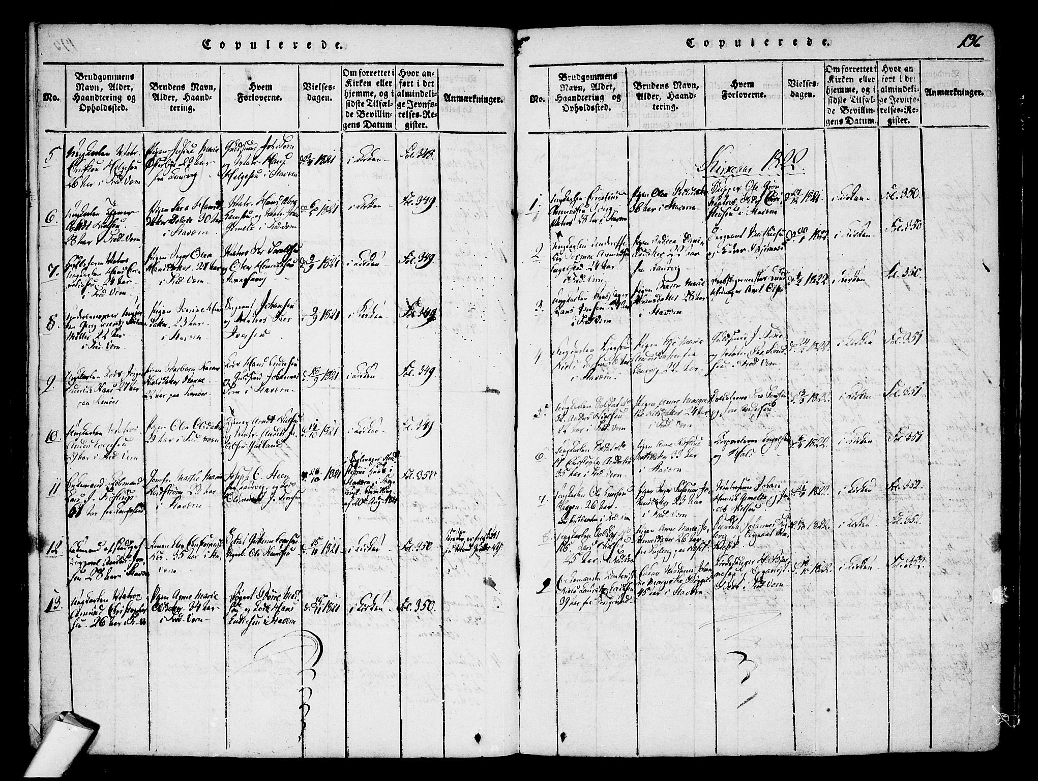 Stavern kirkebøker, AV/SAKO-A-318/F/Fa/L0006: Parish register (official) no. 6, 1816-1839, p. 196