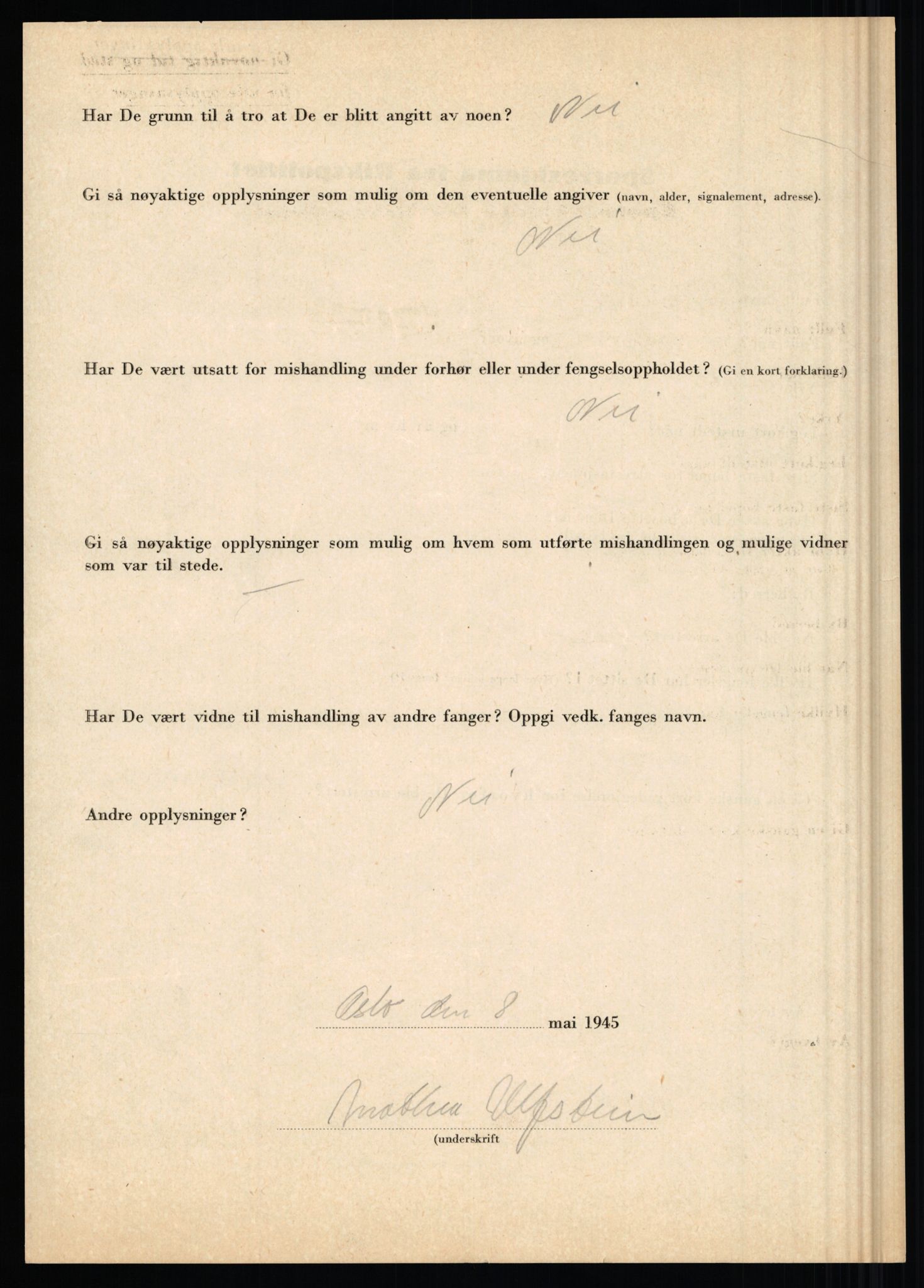 Rikspolitisjefen, AV/RA-S-1560/L/L0017: Tidemann, Hermann G. - Veum, Tjostolv, 1940-1945, p. 717